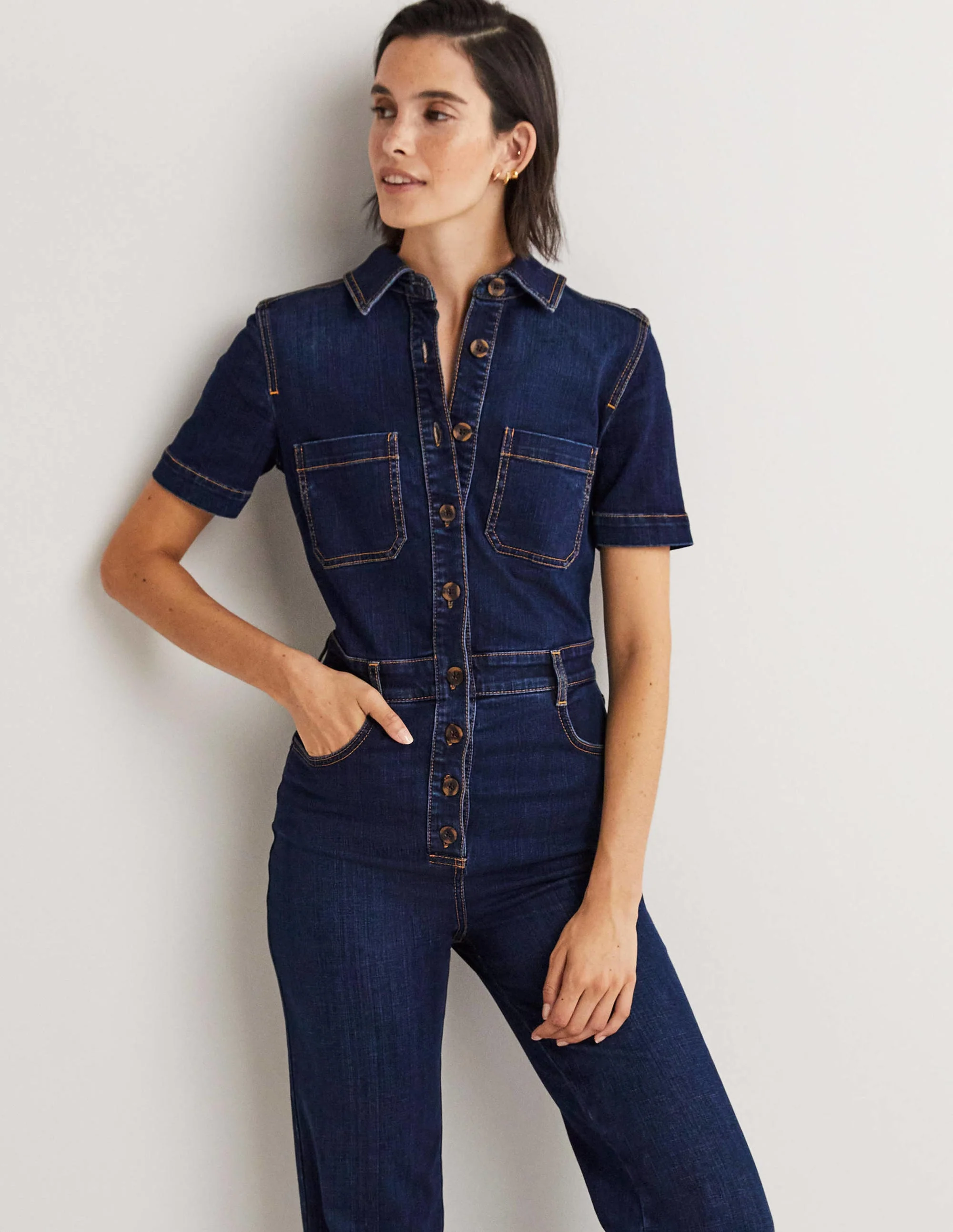 Bootcut Denim Jumpsuit-Indigo - Image 4