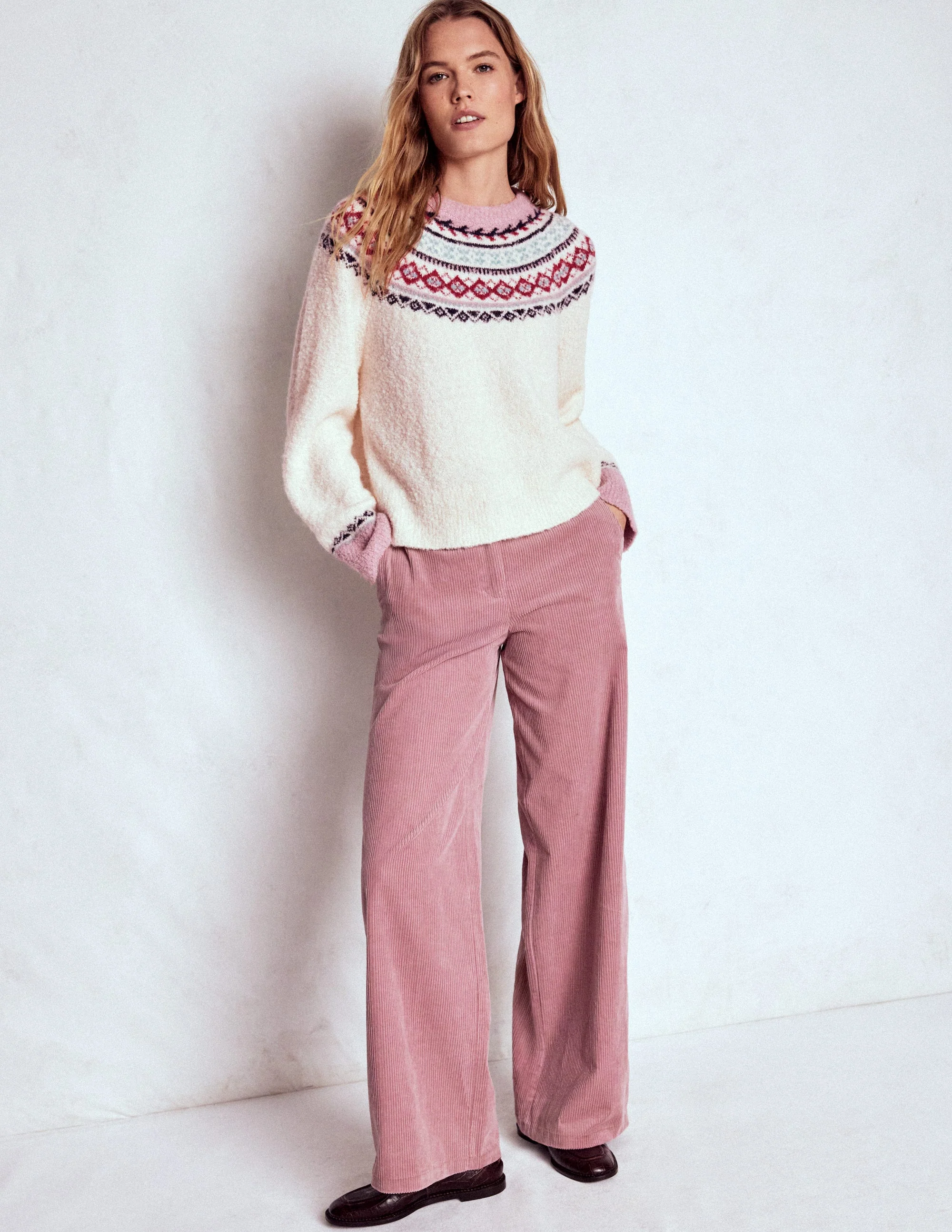 Bouclé  Raglan Sweater-Warm Ivory Fair Isle - Image 4