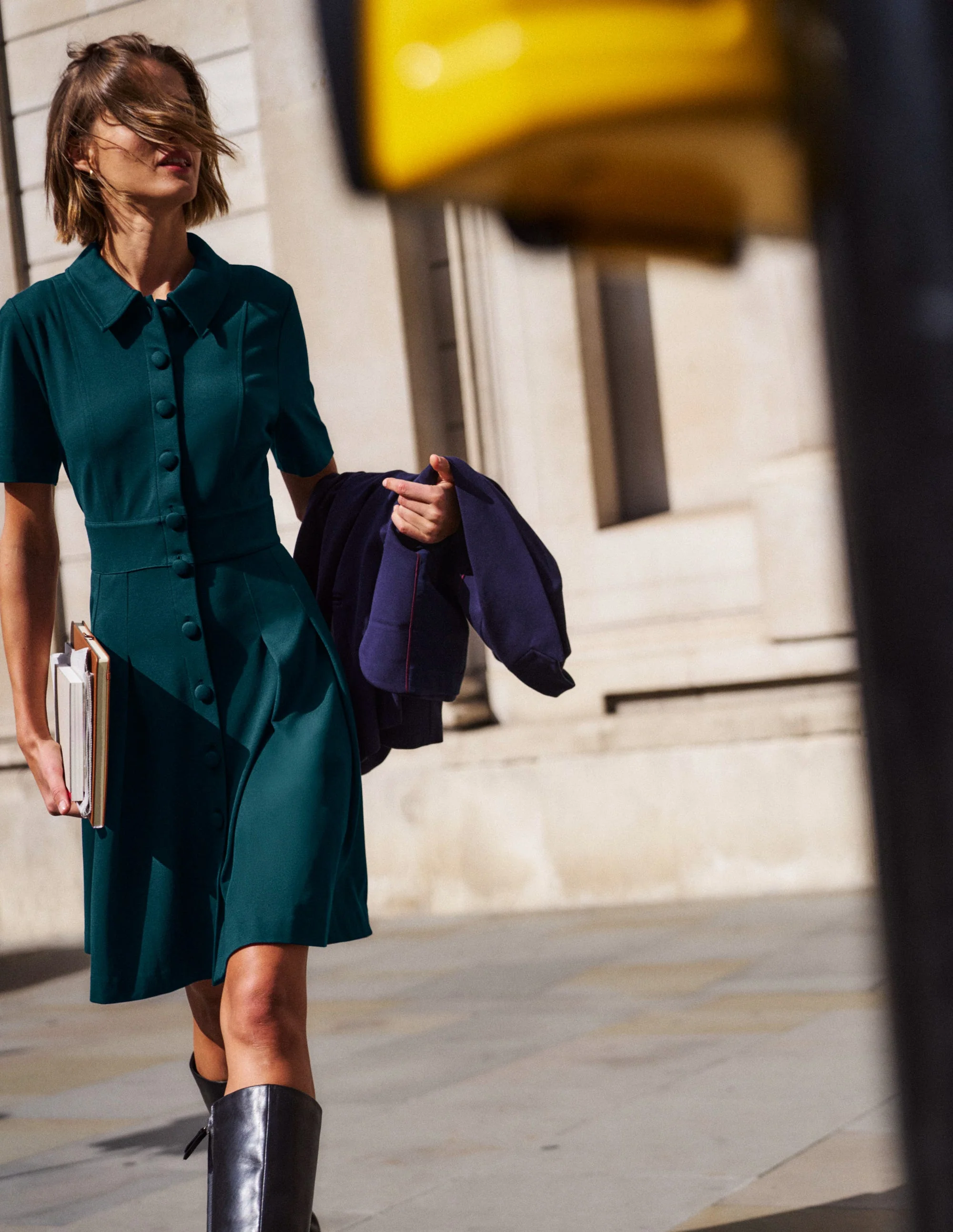 Bridget Ponte Short Dress-Midnight Teal - Image 7