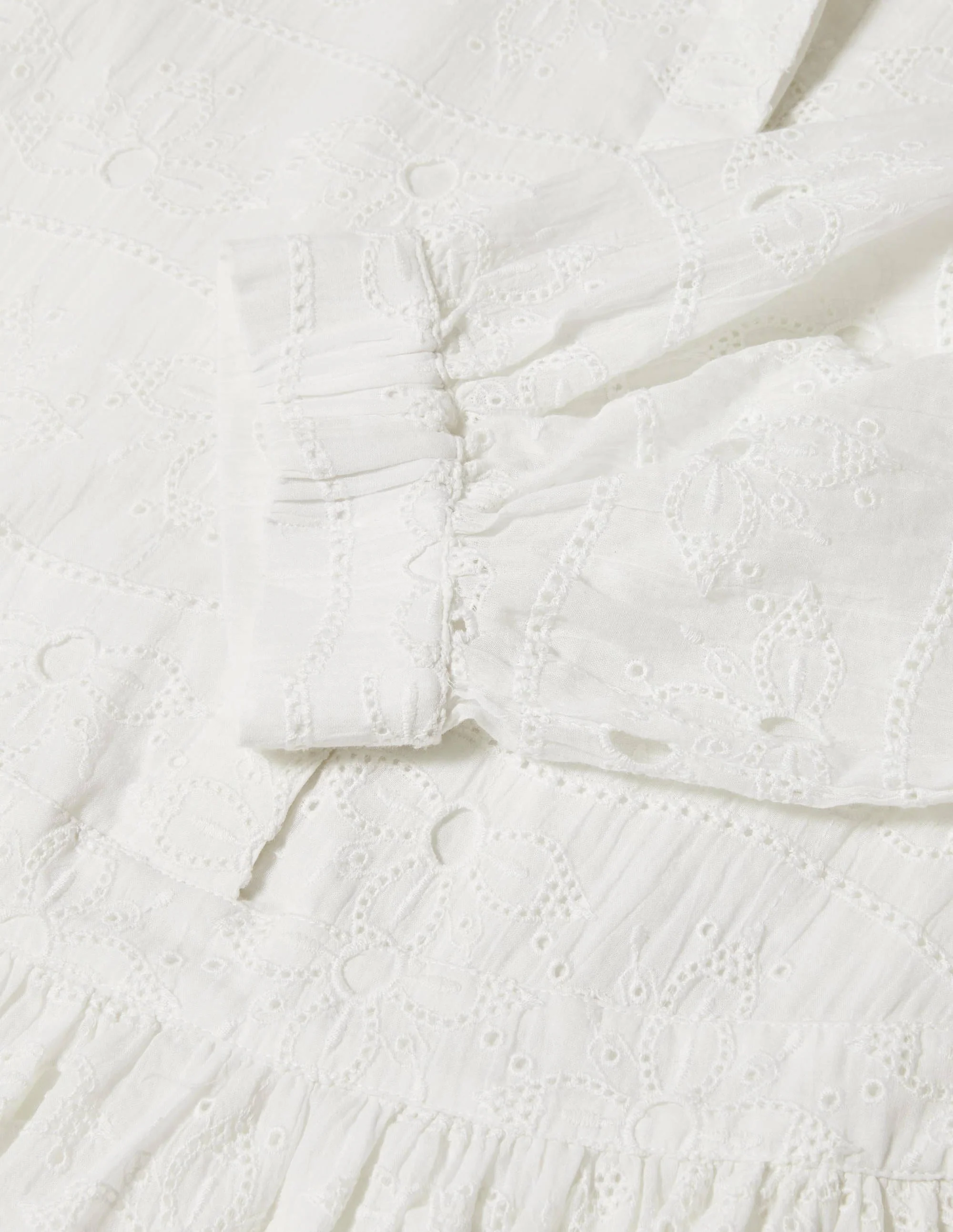 Broderie Cotton Dress-White - Image 5