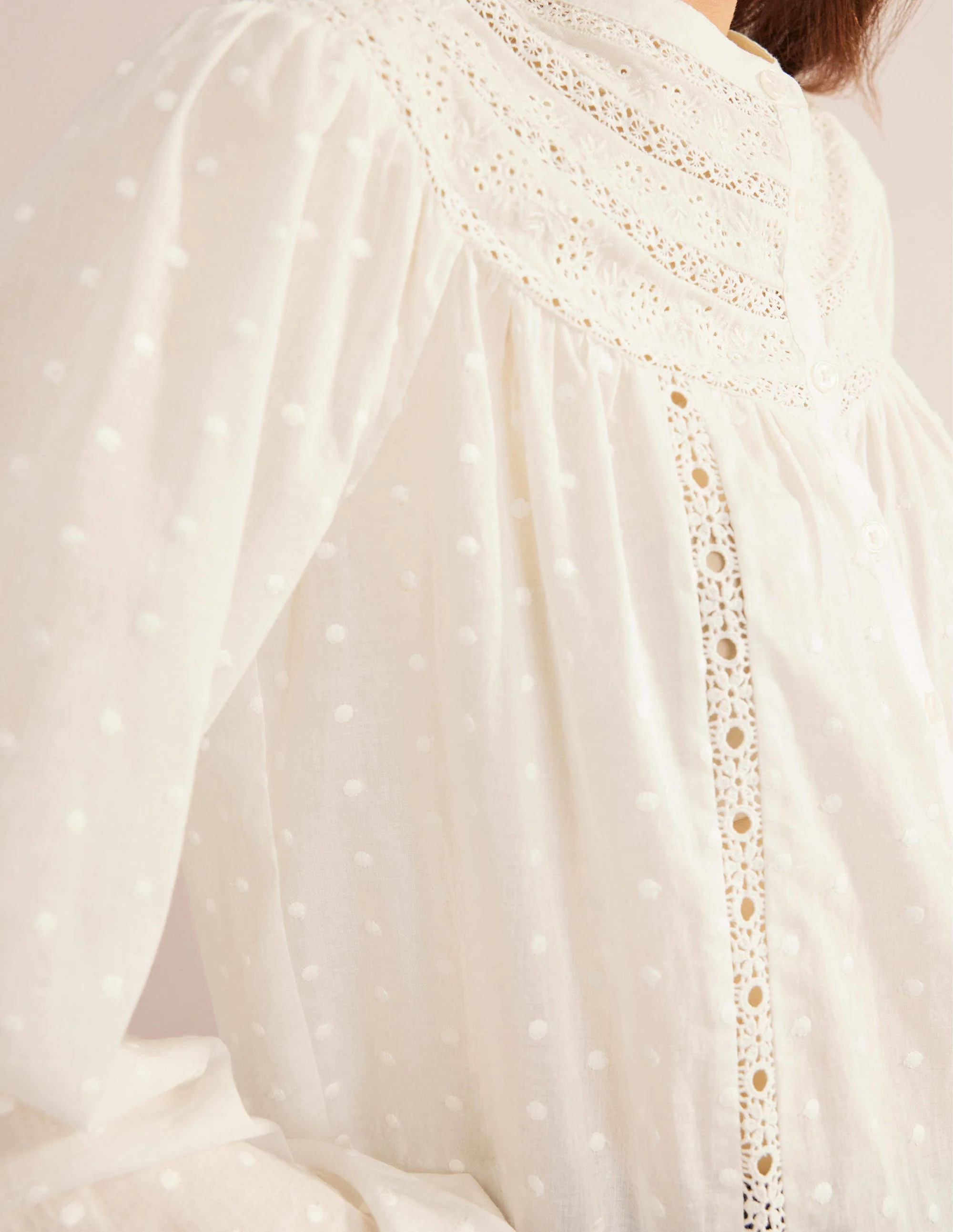 Broderie Trim Blouse-Ivory - Image 2