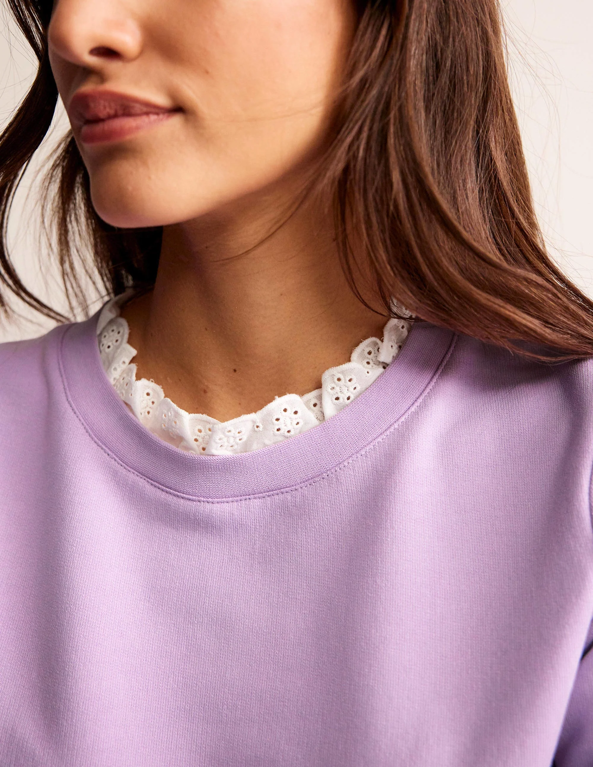 Broderie Trim Sweatshirt-Orchid Bloom - Image 2