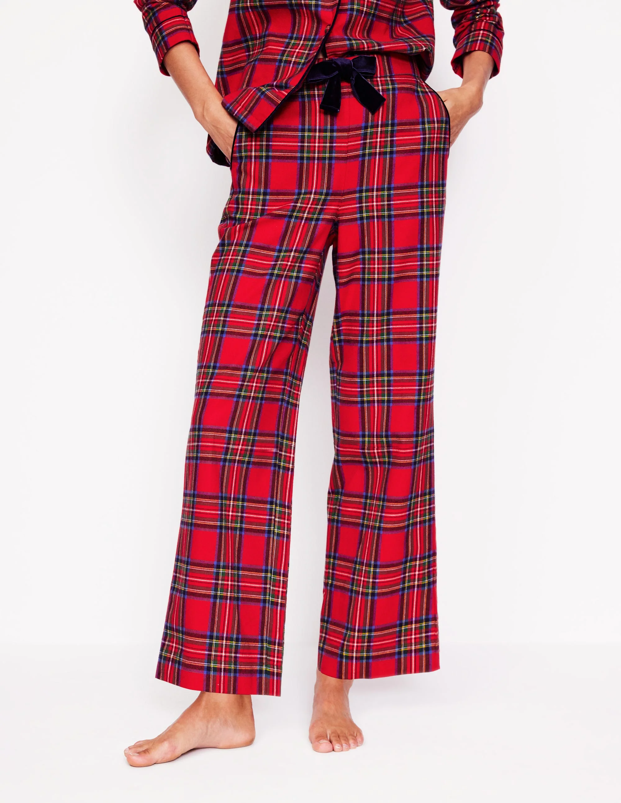 Brushed Cotton Pajama Pants-Red and Blue Check - Image 4