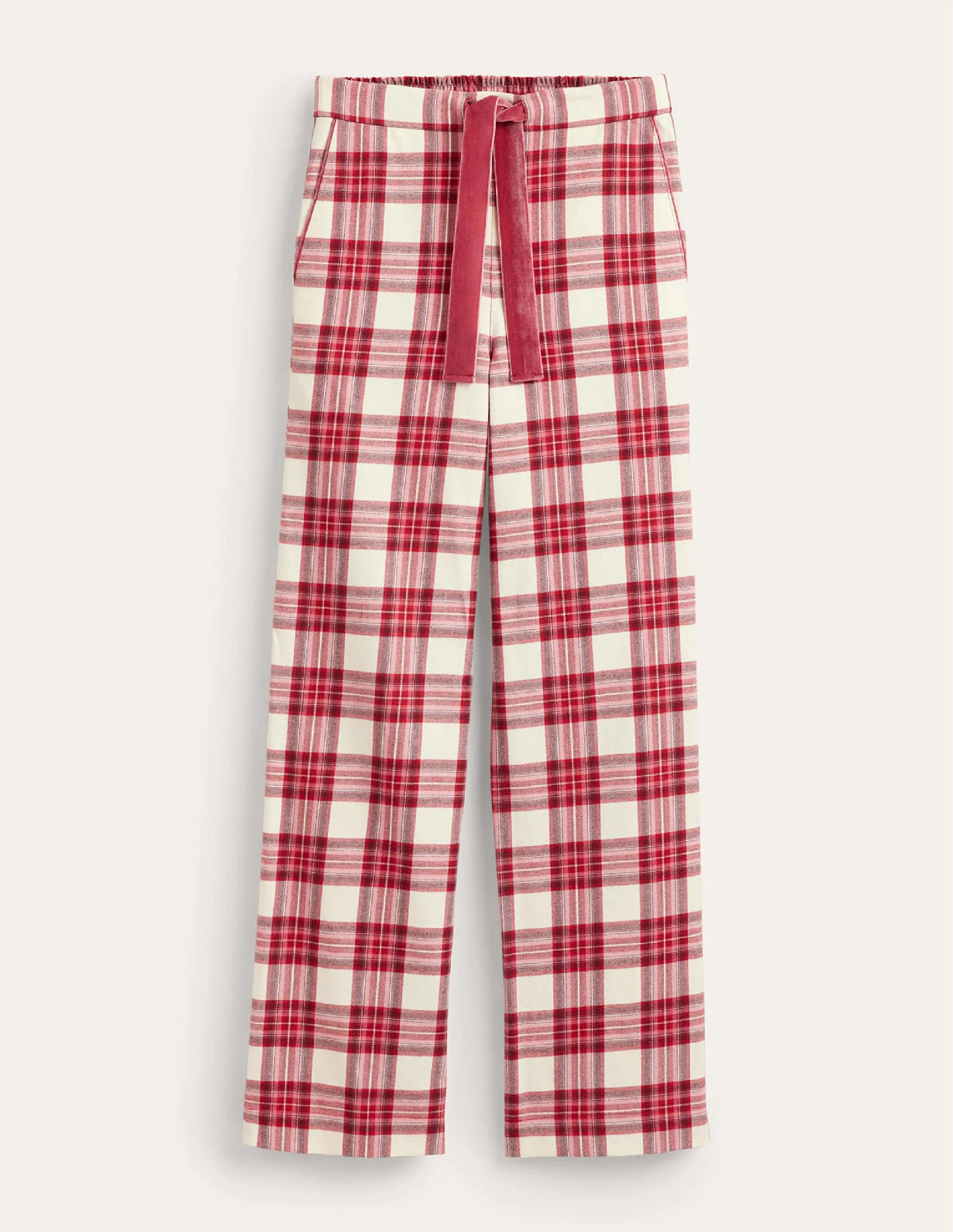 Brushed Cotton Pajama Pants-Tonal Reds Check - Image 6