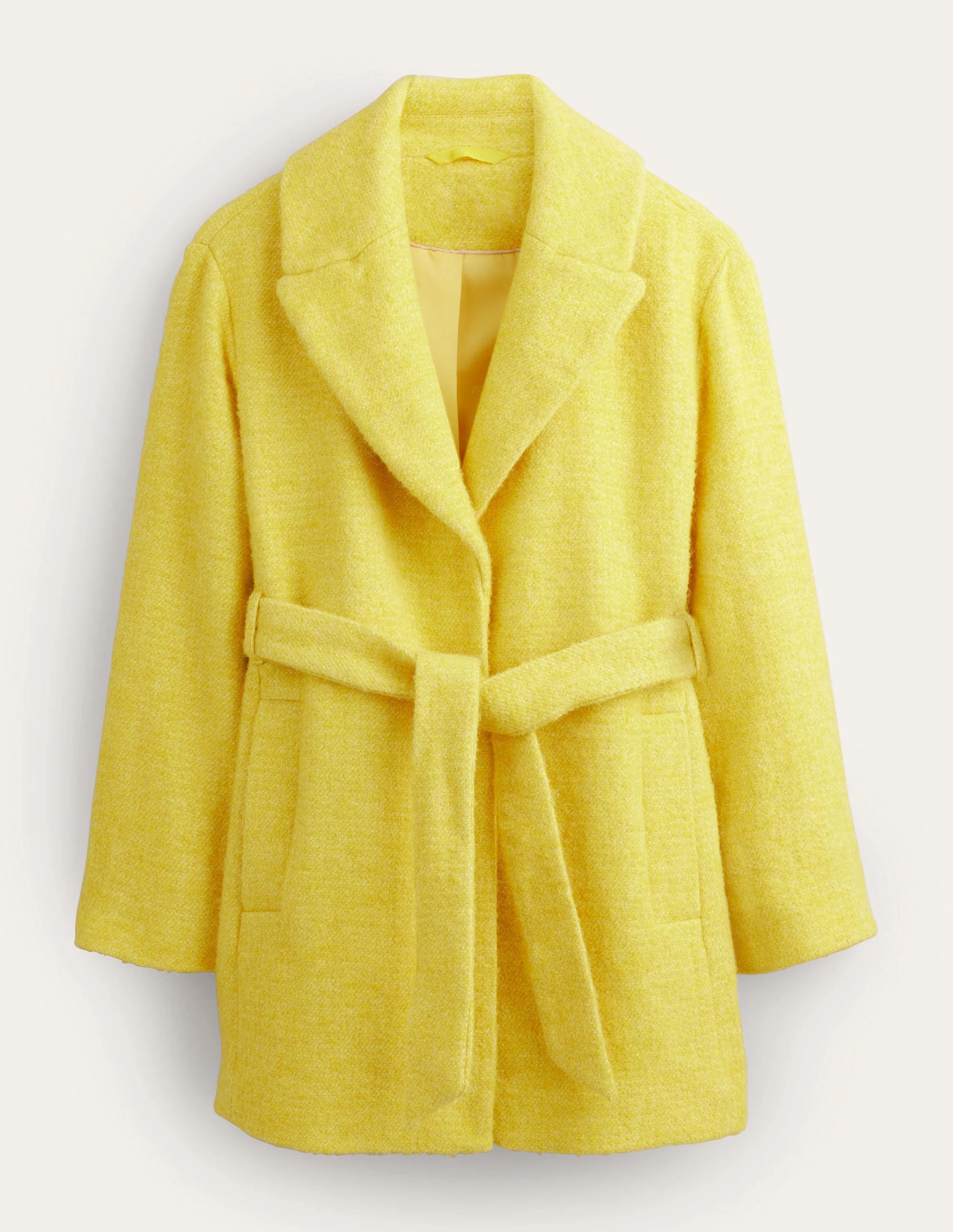 Brushed Wool Blend Belted Coat-Yellow - Image 6