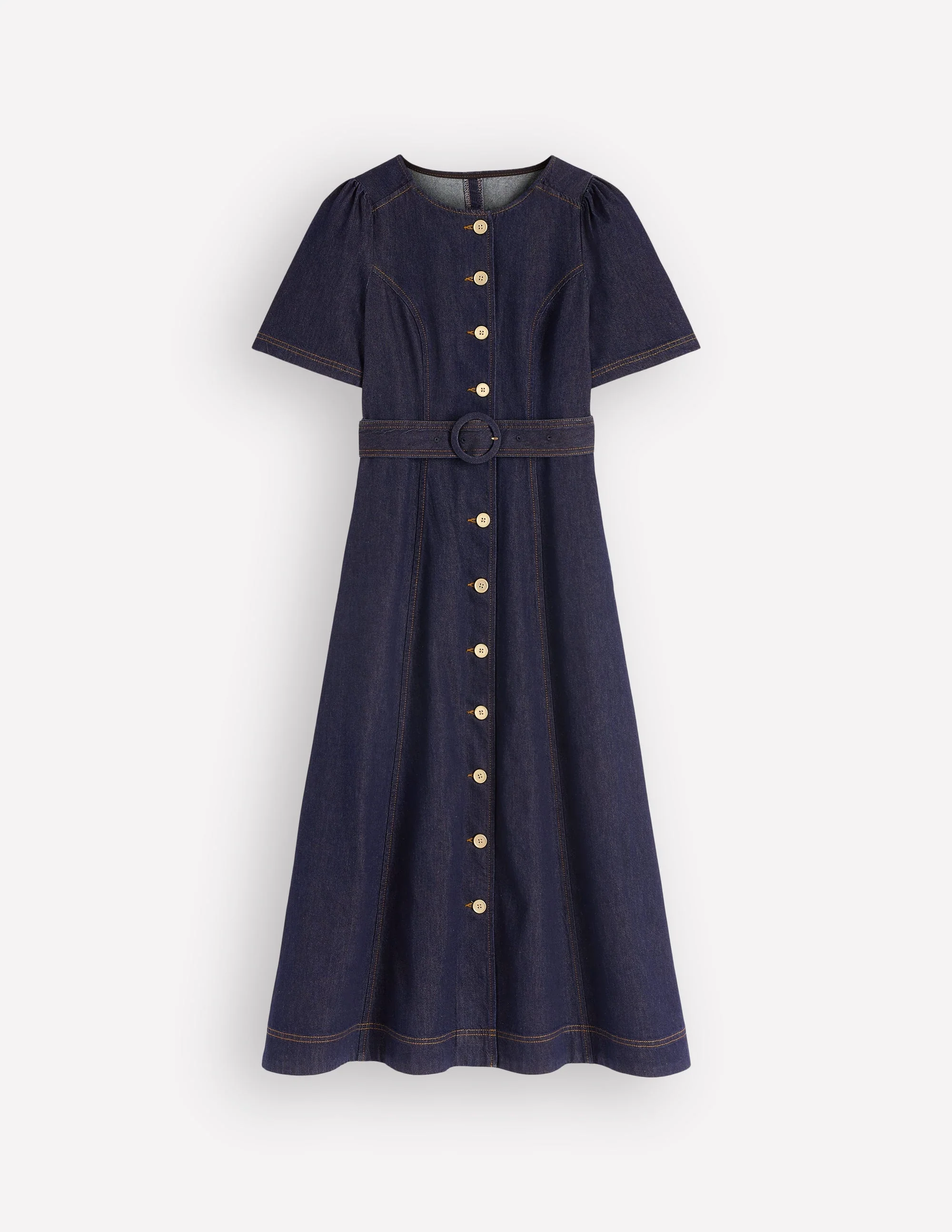 Button Detail Denim Dress-Indigo Wash - Image 5
