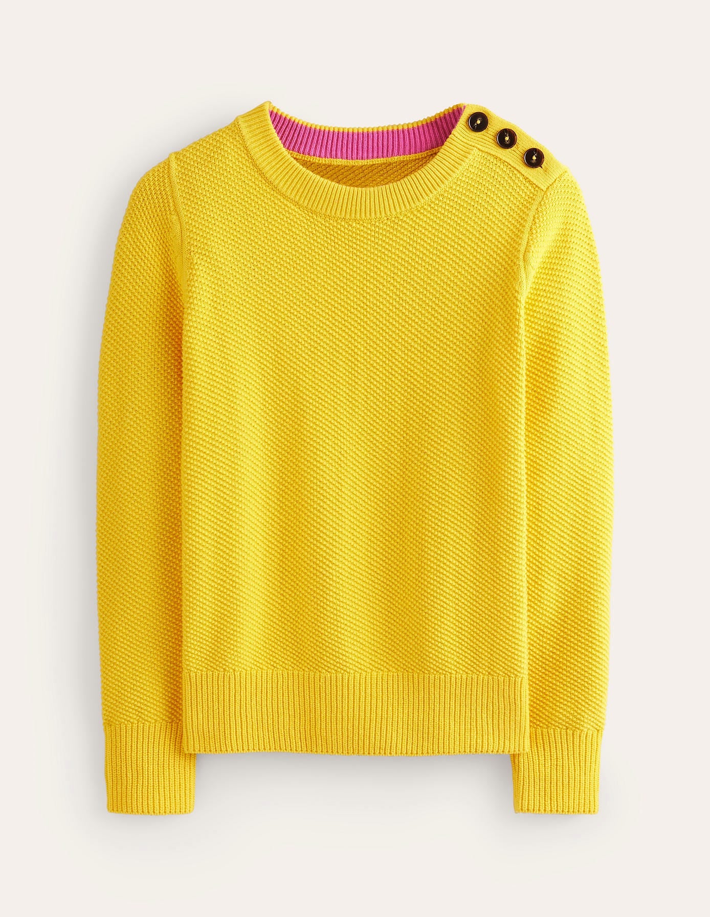 Button Detail Stitch Sweater-Super Lemon Yellow - Image 5