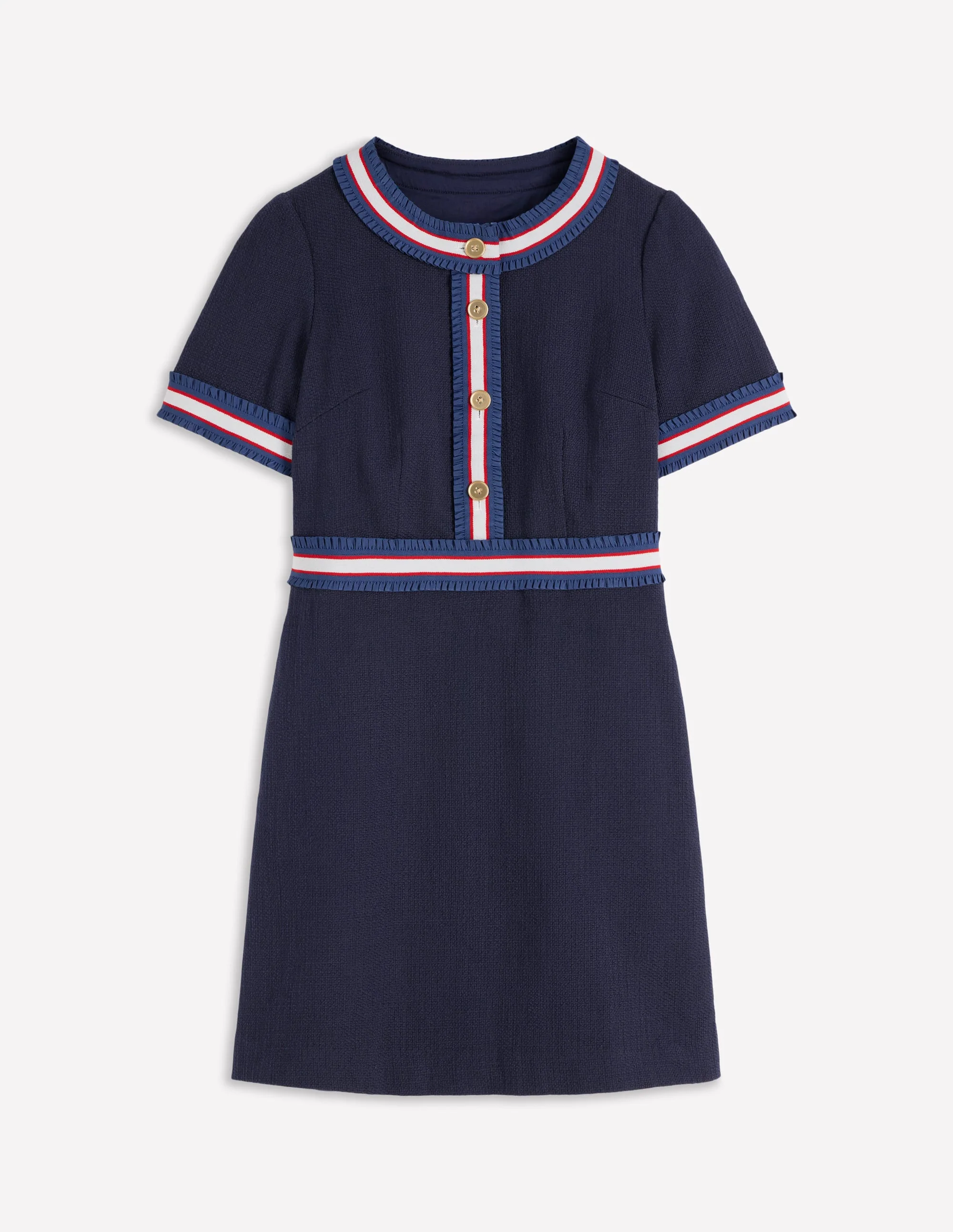 Button Short Dress-Navy - Image 5