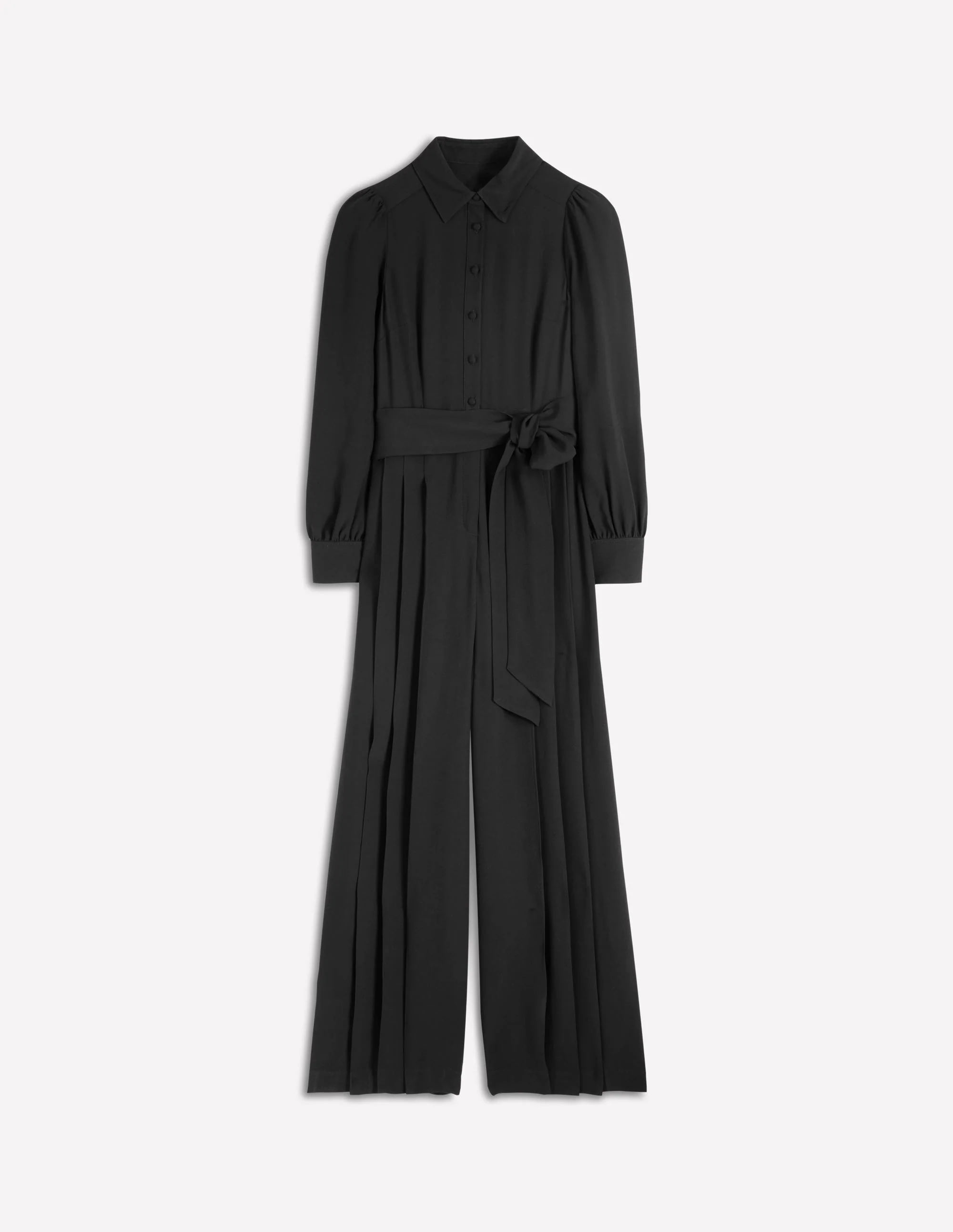 Button Up Palazzo Jumpsuit-Black - Image 6
