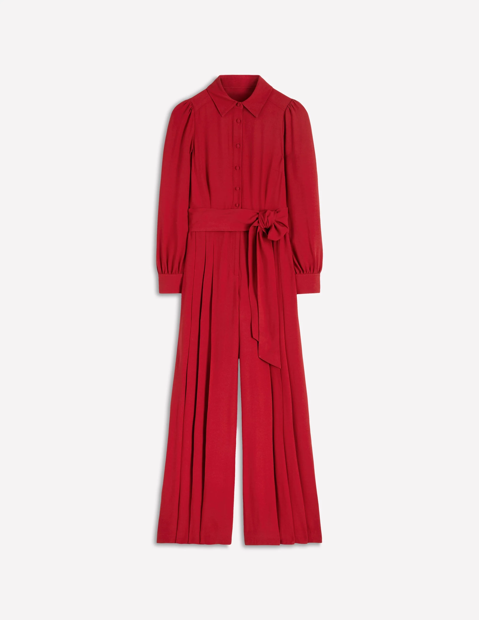 Button Up Palazzo Jumpsuit-Red - Image 6