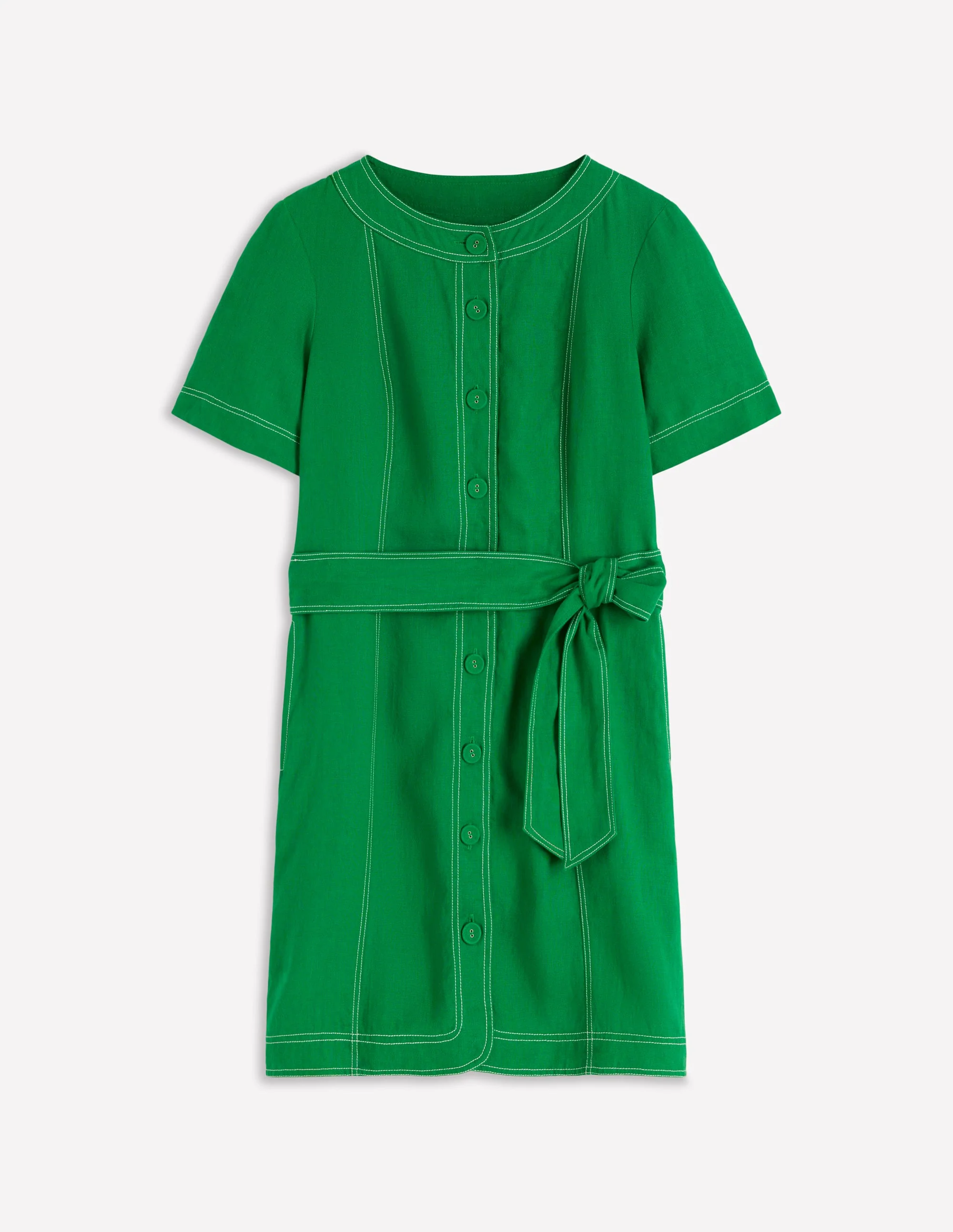 Callie Linen Short Dress-Highland Green - Image 6