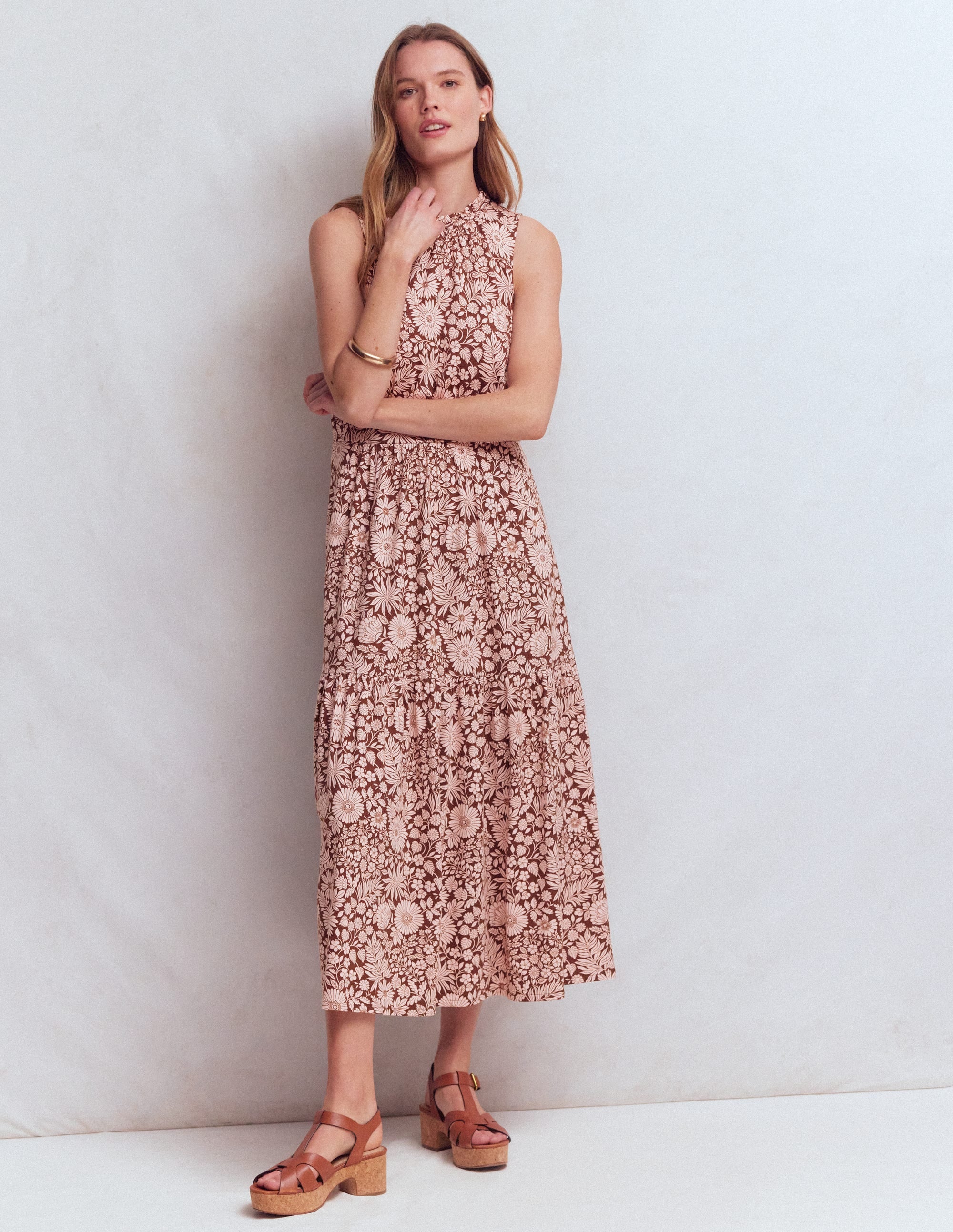 Camalie Jersey Maxi Dress-Raw Umber, Flowerbed Bloom - Image 4