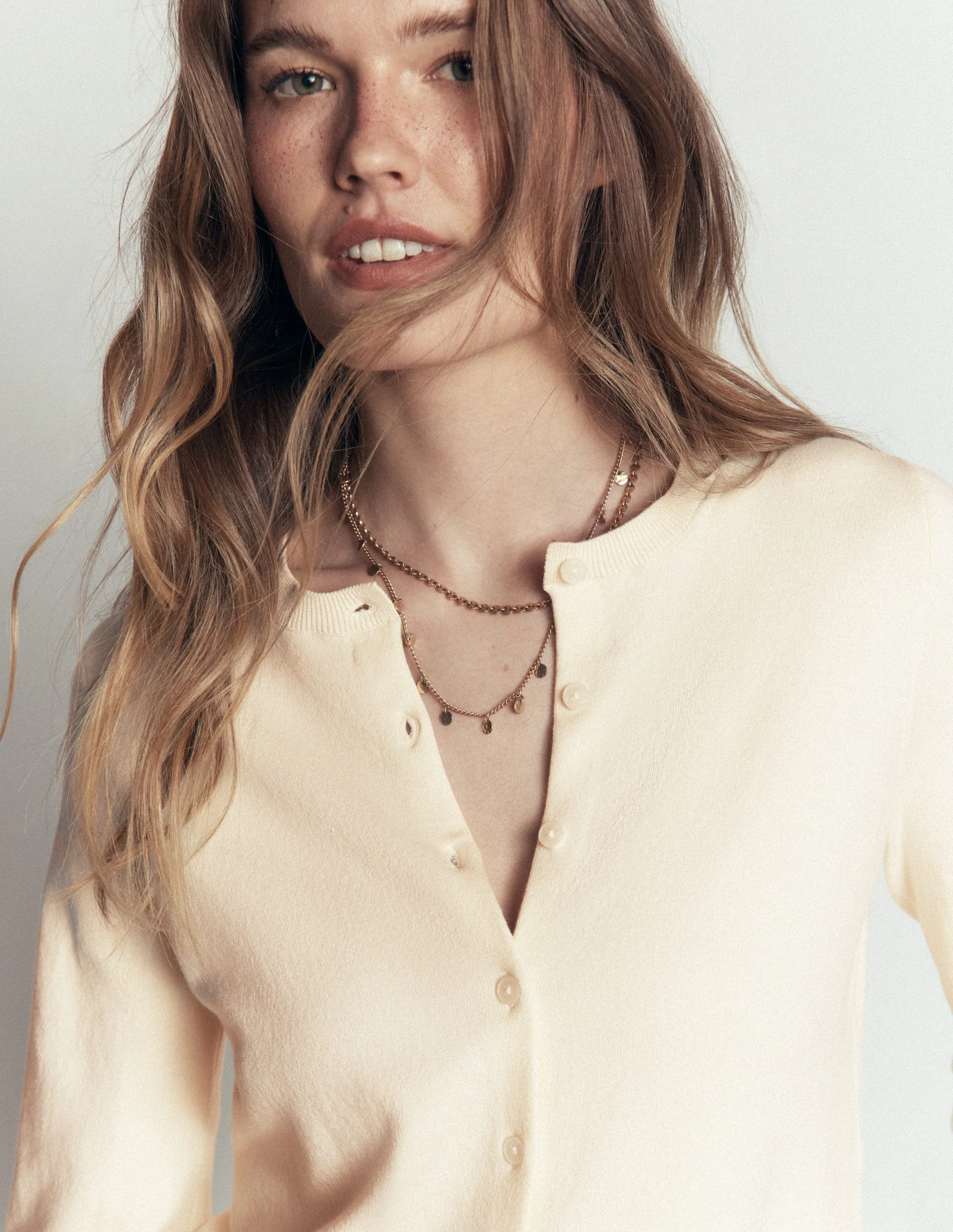 Camilla Cotton Crew Cardigan-Ivory - Image 2