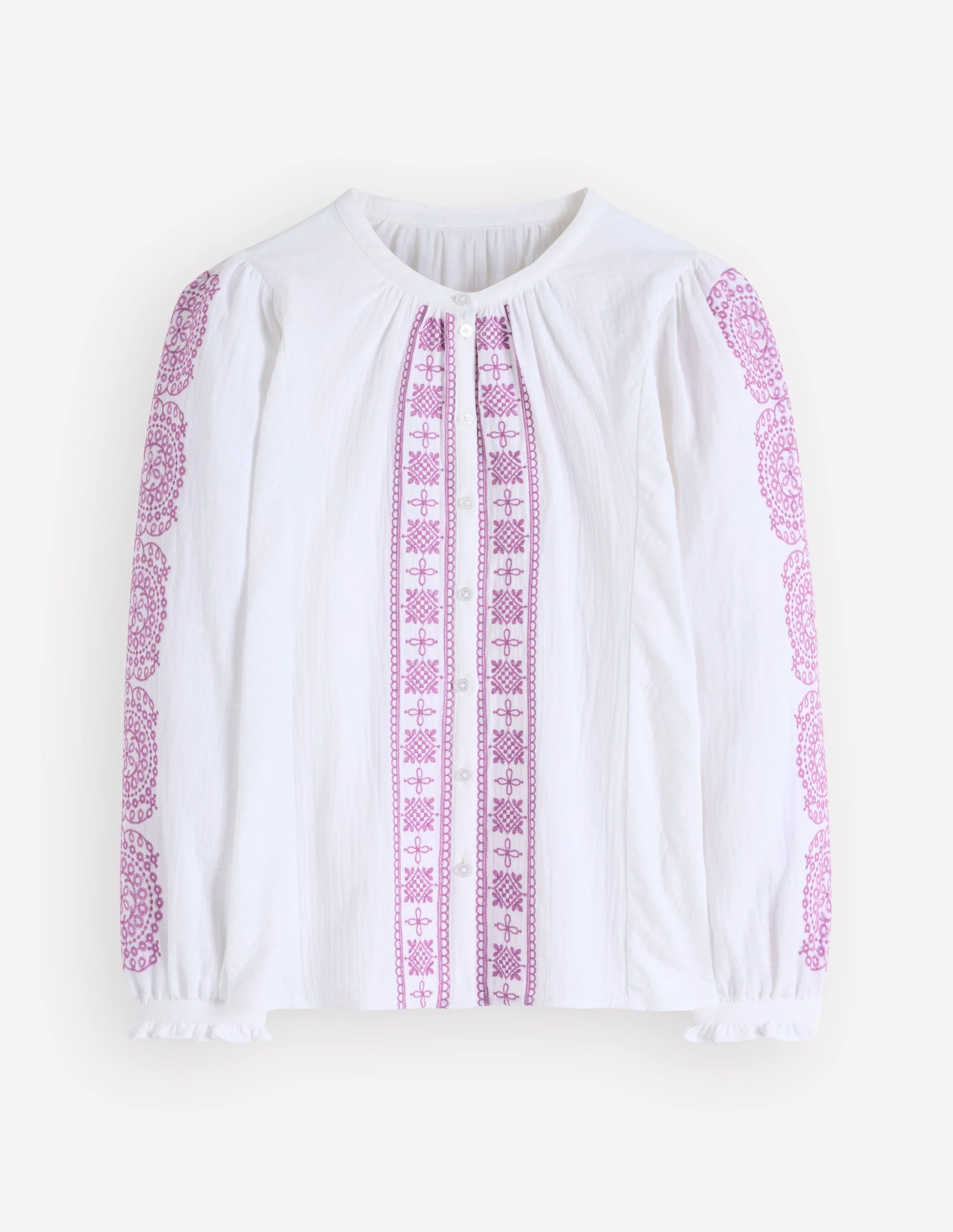 Camille Double Cloth Top-White Embroidery - Image 7