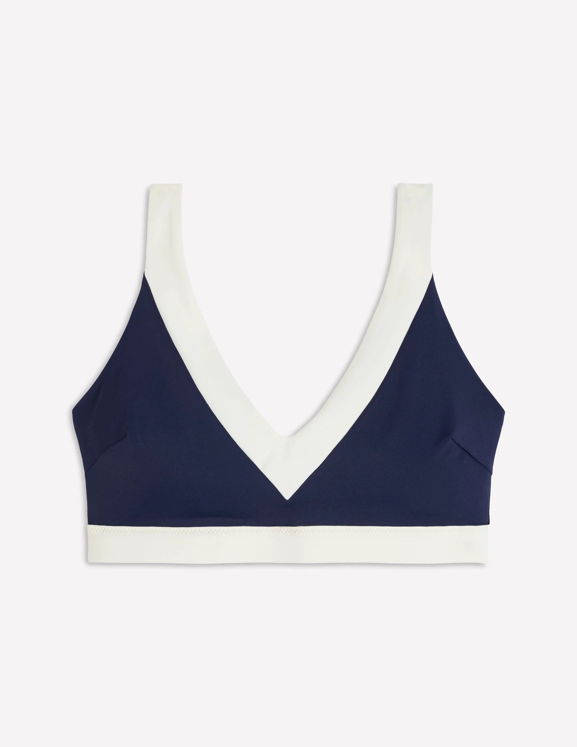 Campania Cross-back Bikini Top-Navy, Ivory Colourblock - Image 6