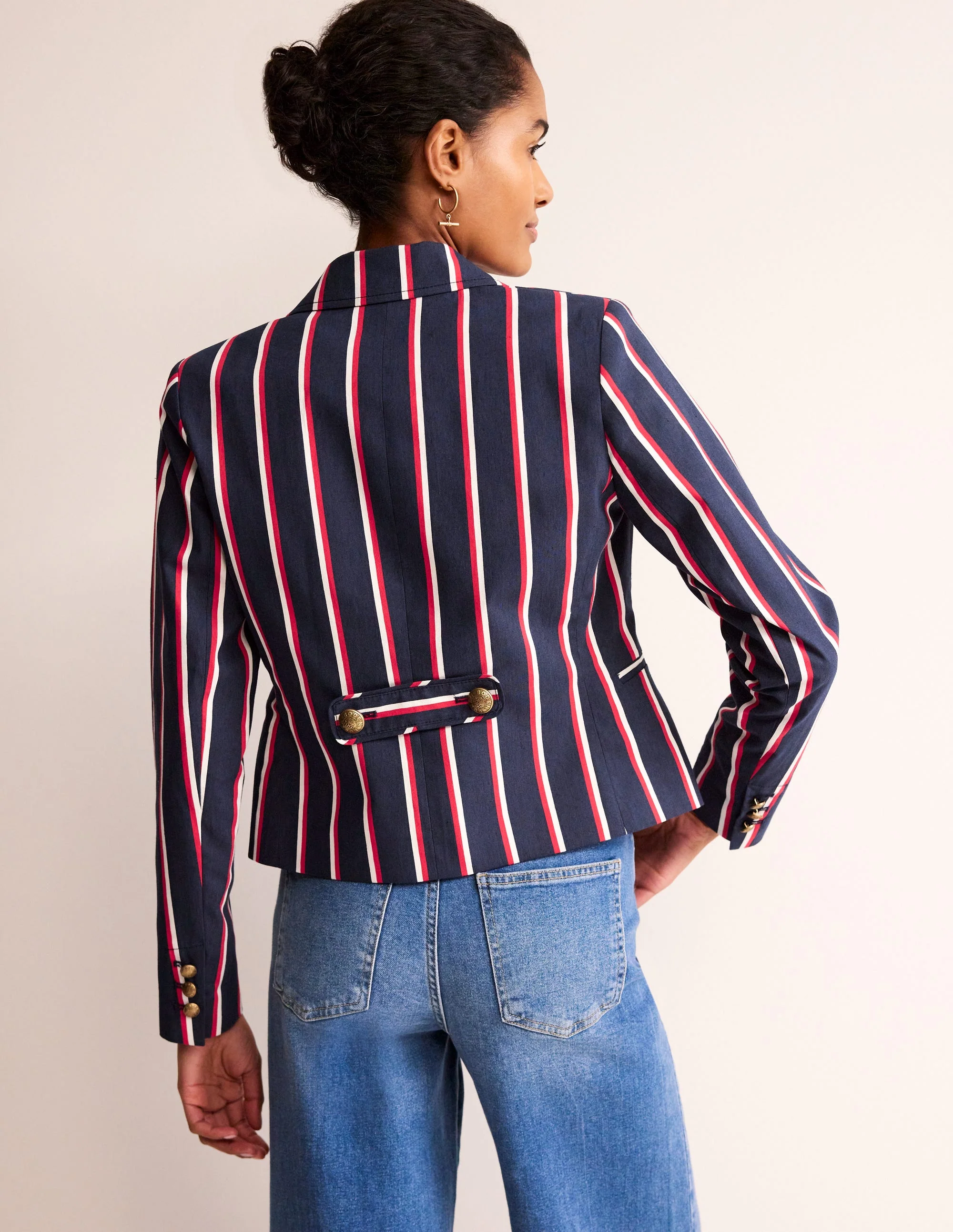 Canonbury Stripe Blazer-Navy, Red & White Stripe - Image 3