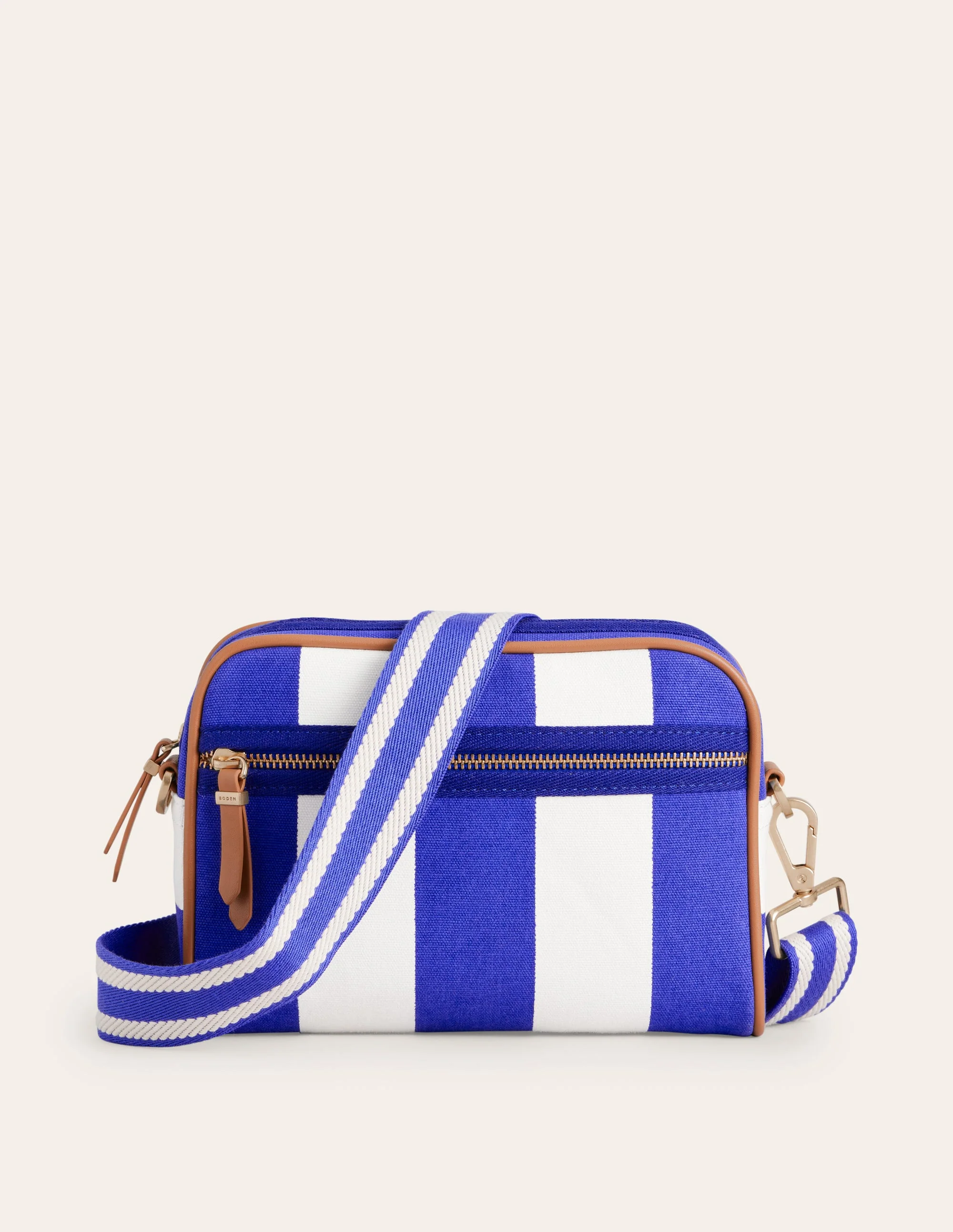 Canvas Cross-Body Bag-Blue Stripe - Image 2
