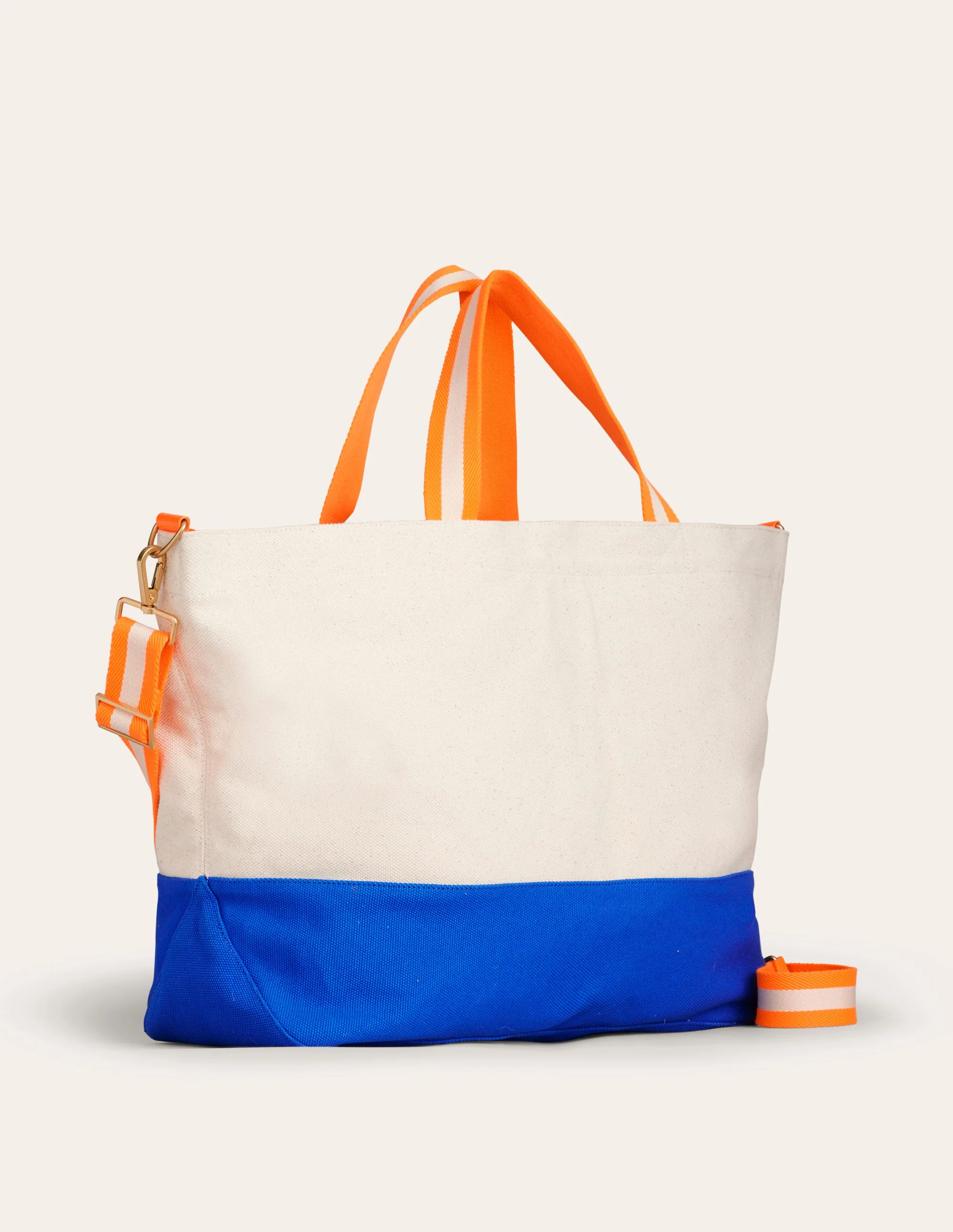 Canvas Weekender Tote Bag-Neutral/ Blue - Image 3