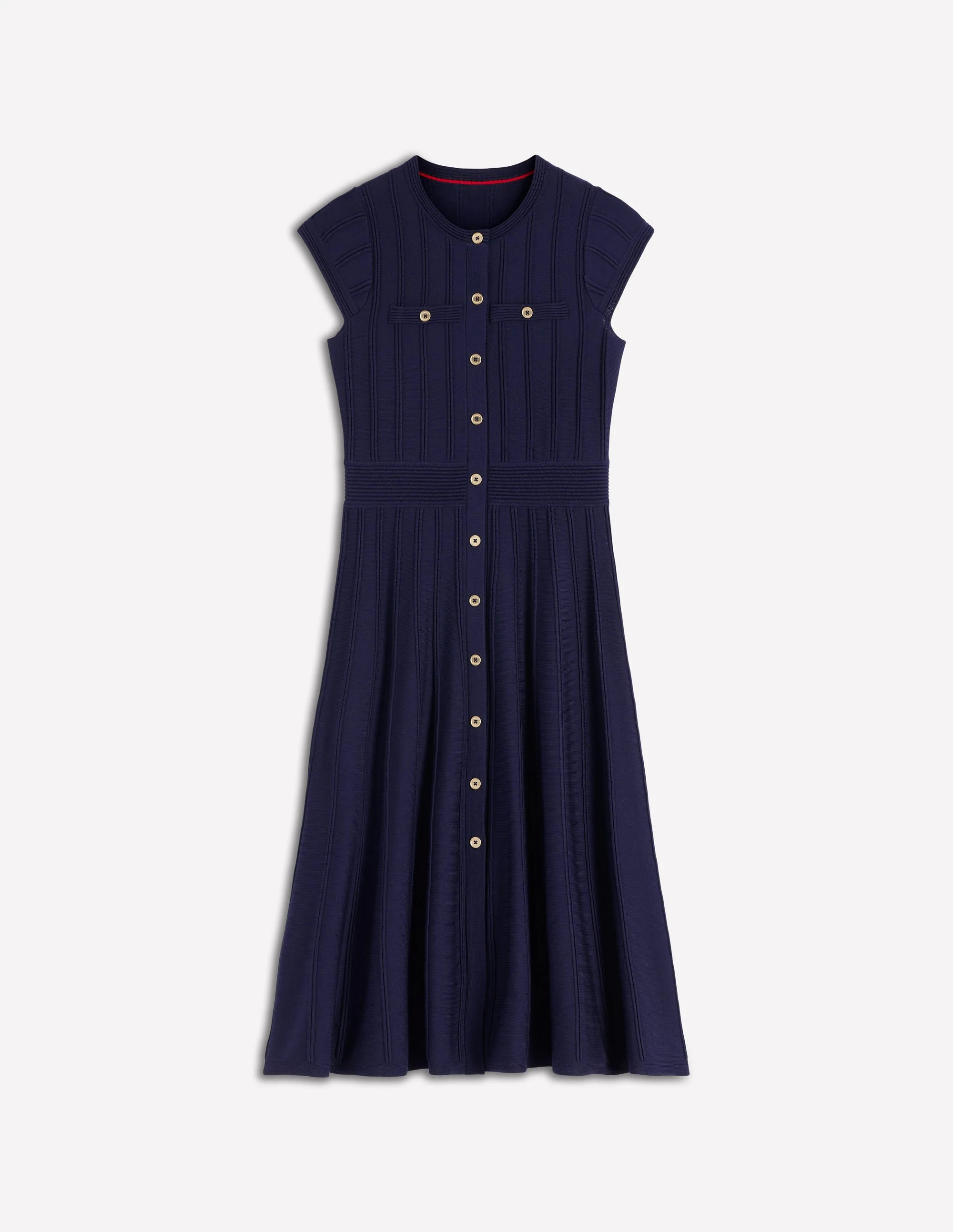 Cap Sleeve Knitted Dress-Navy - Image 7