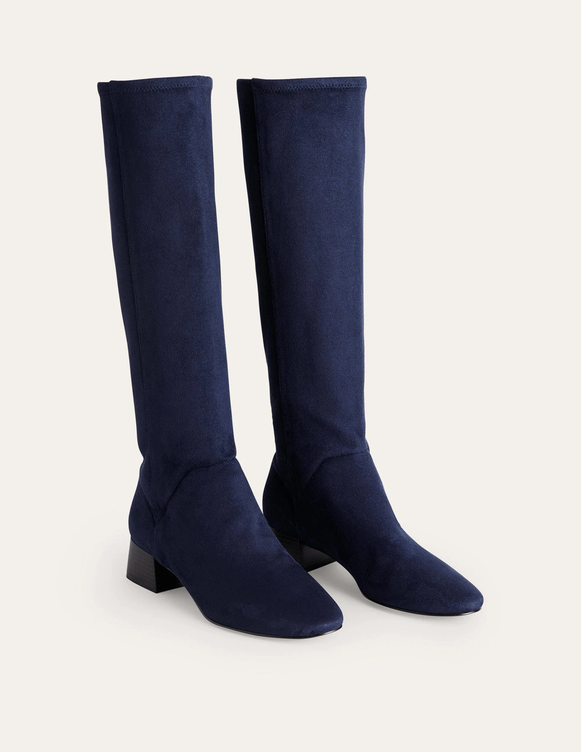 Cara Flat Stretch Knee Boots-Navy - Image 3