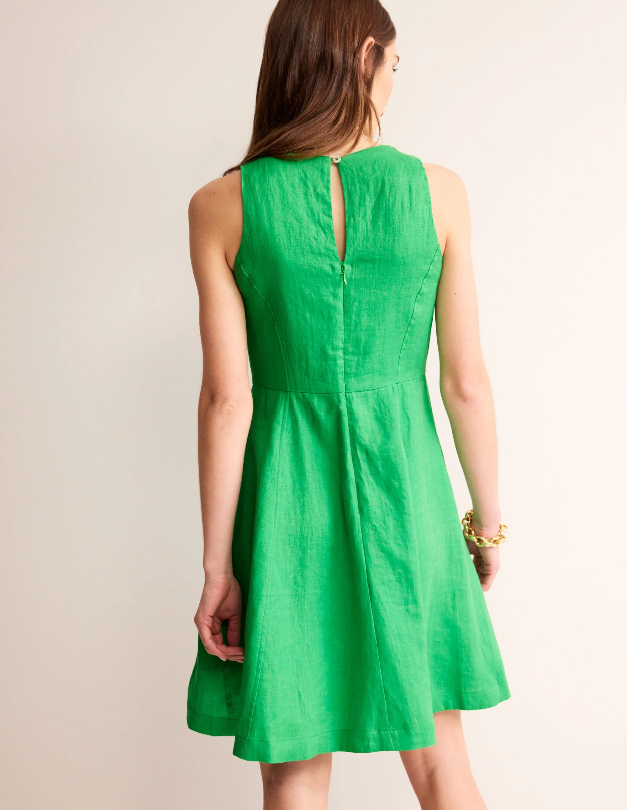 Carla Linen Short Dress-Kelly Green - Image 3