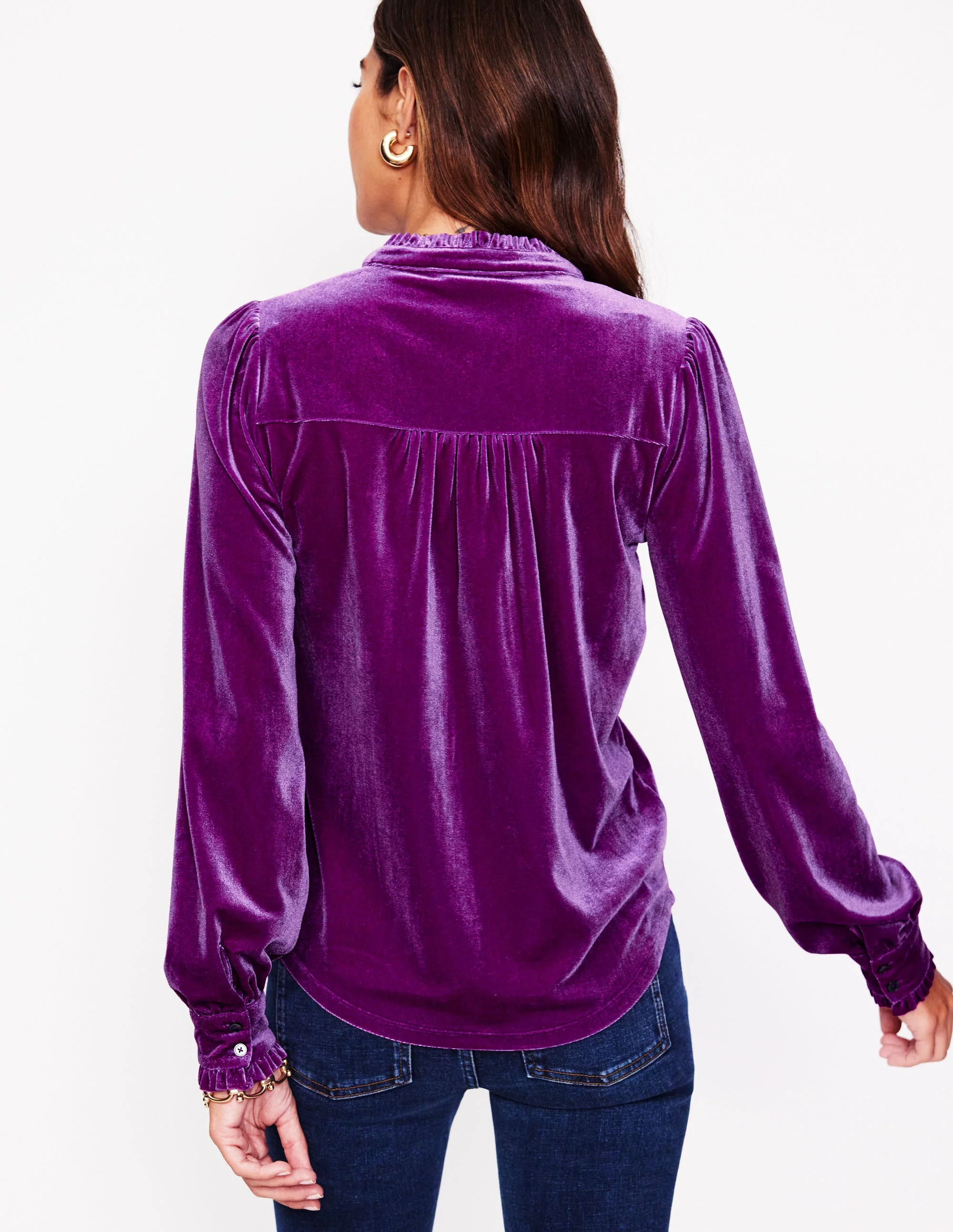 Caroline Jersey Velvet Shirt-Regal Purple - Image 3