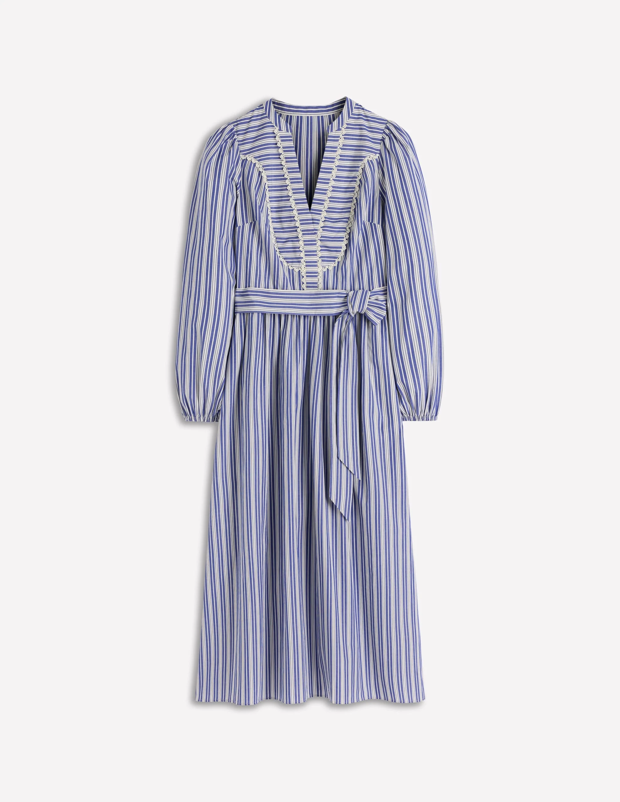 Cary Cotton Midi Dress-Bright Blue Varigated Stripe - Image 6