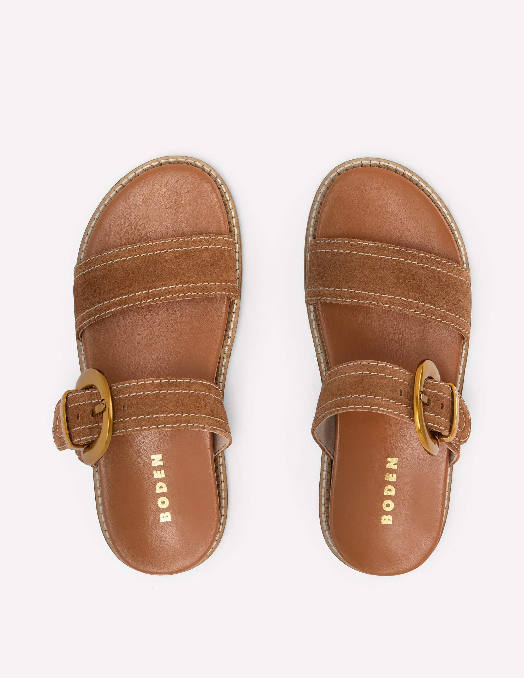 Caryl Double Strap Sandals-Tan - Image 6