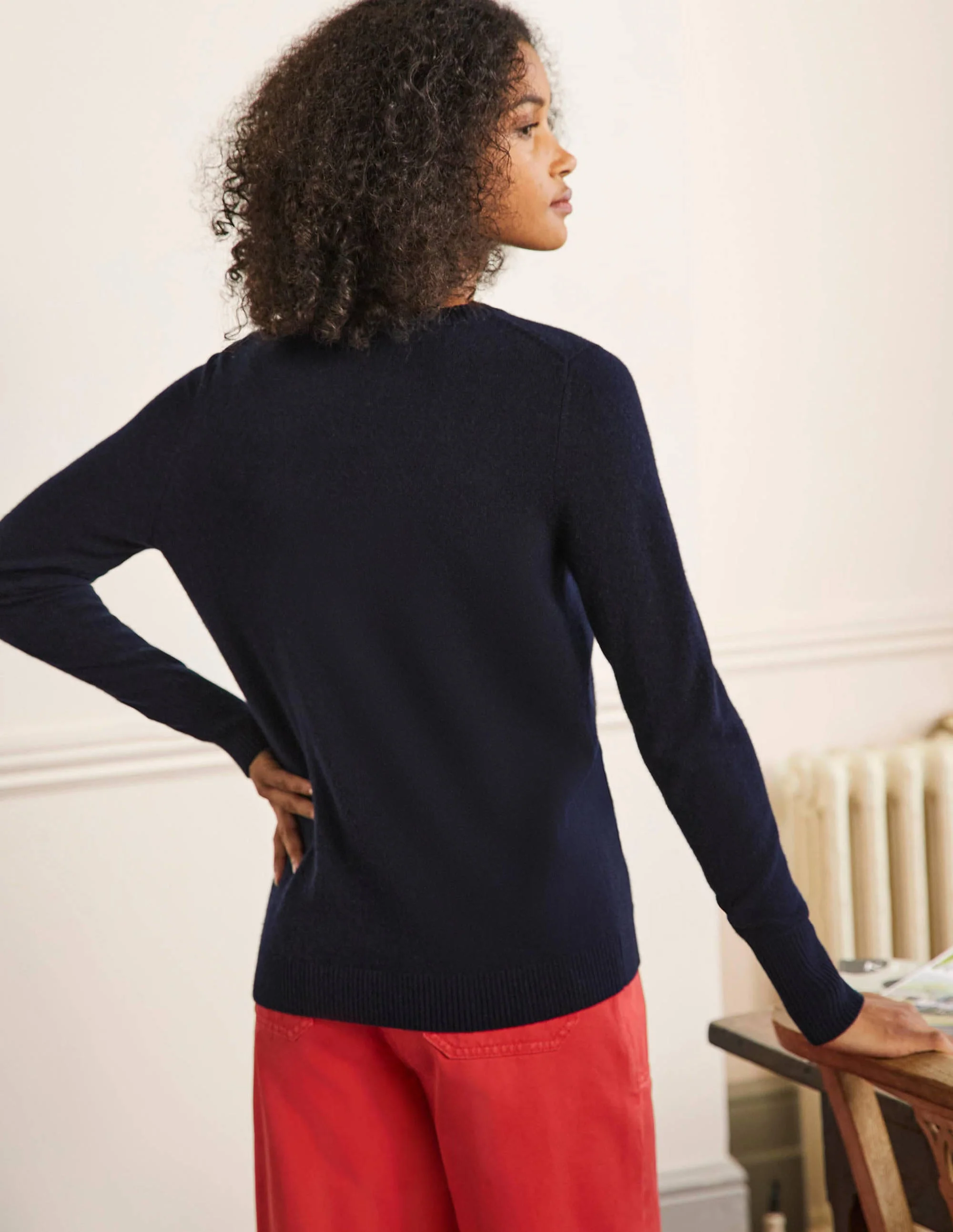 Cashmere Crew Neck Sweater-Navy - Image 3