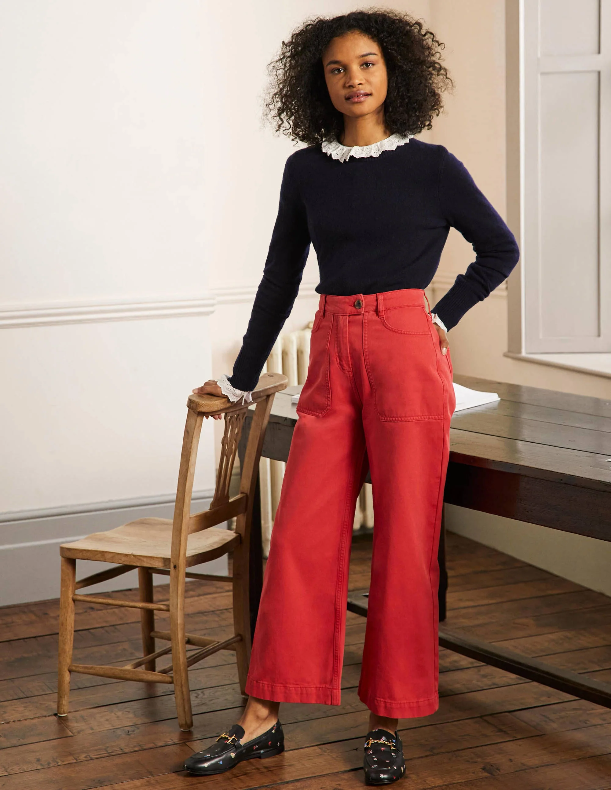 Cashmere Crew Neck Sweater-Navy - Image 4