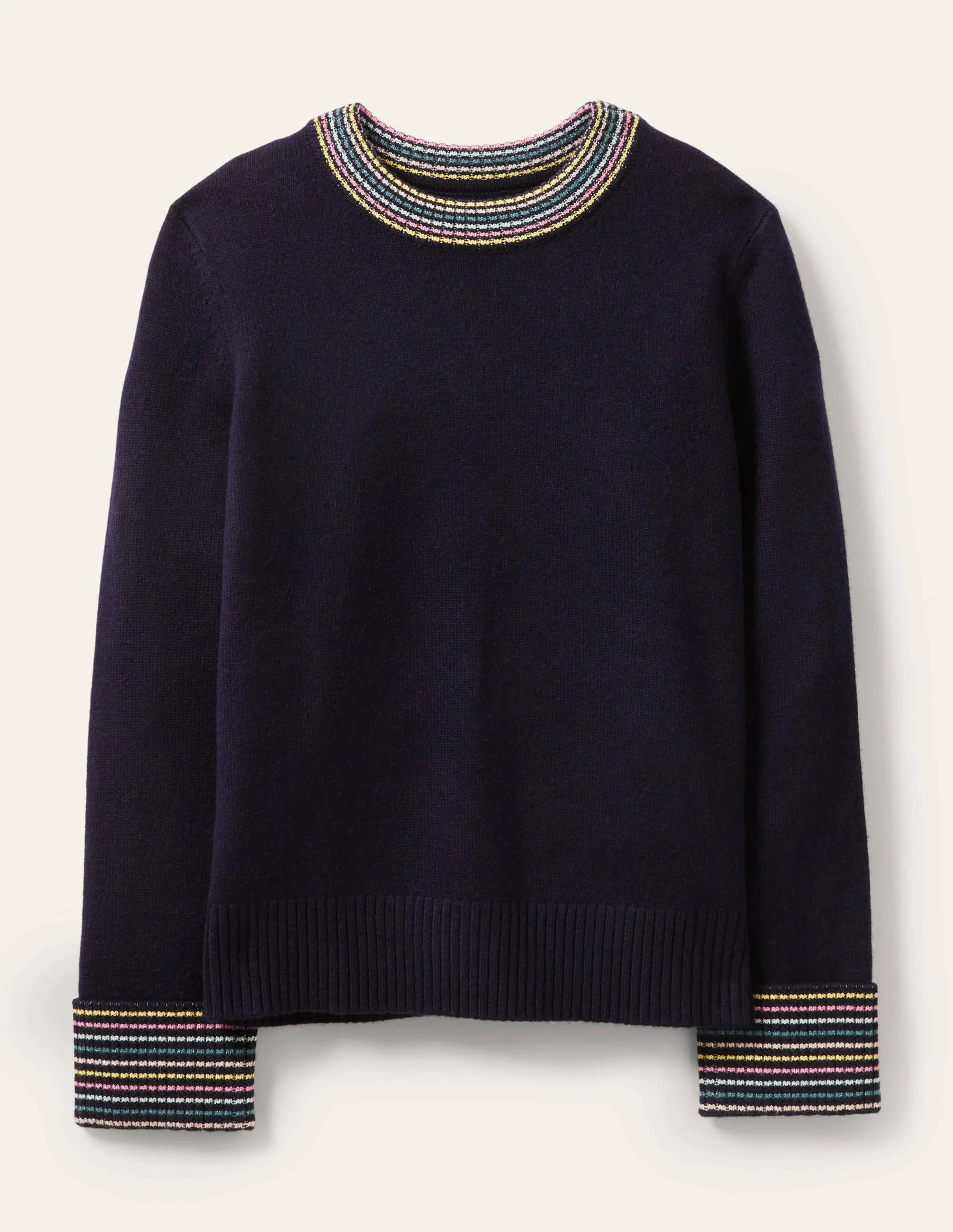 Cashmere Cuff Detail Sweater-Navy - Image 5