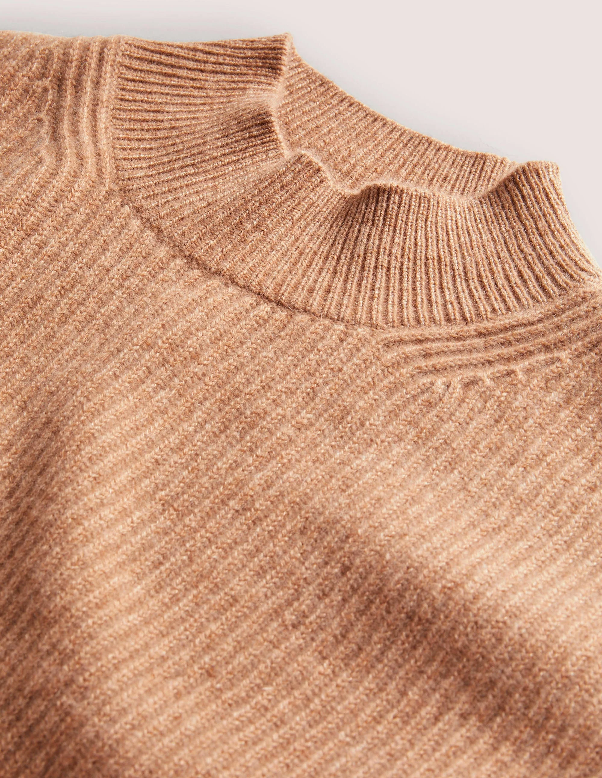 Cashmere Ribbed Sweater-Camel Melange - Image 6