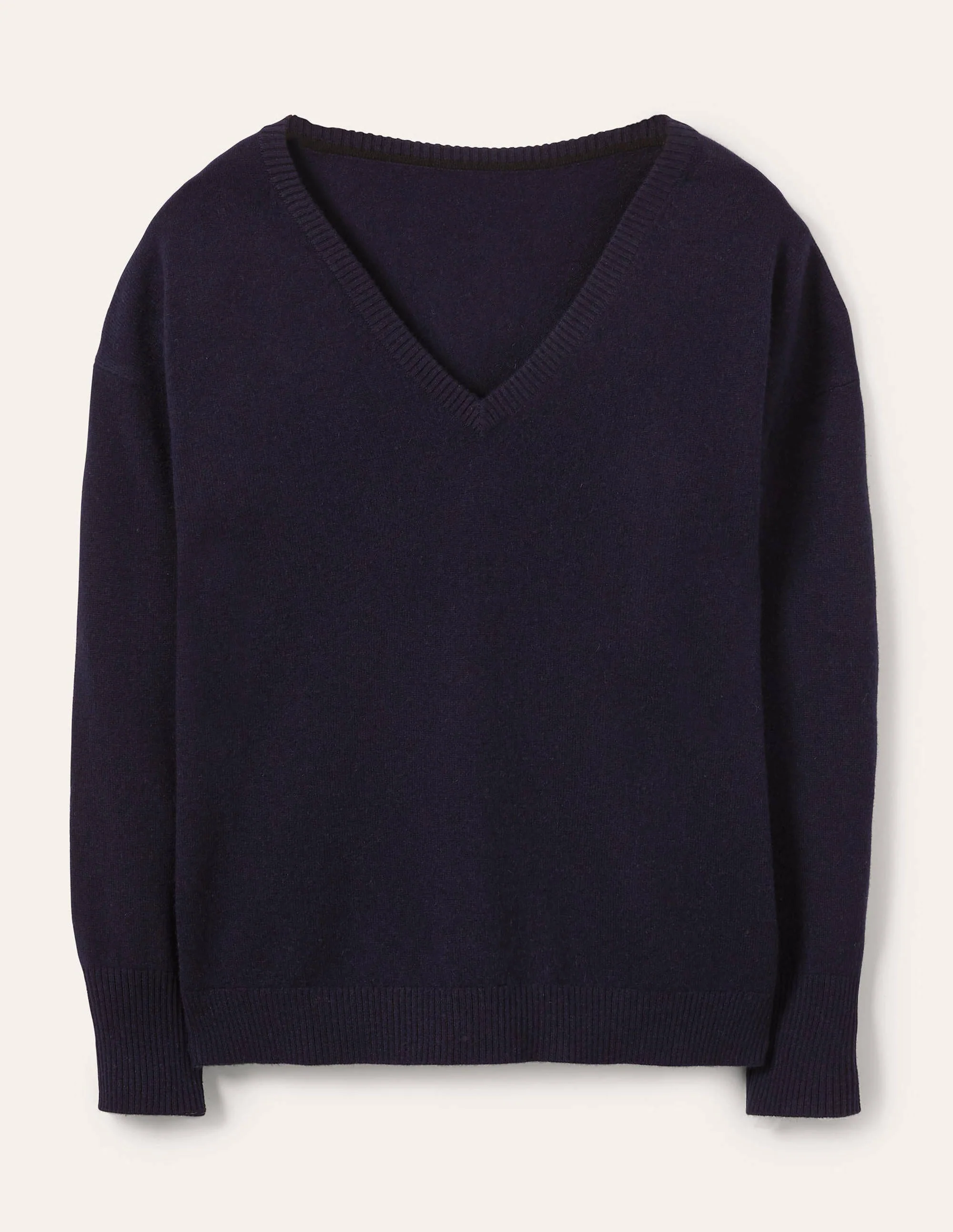 Cashmere V-neck Relax Jumper-Navy - Image 5