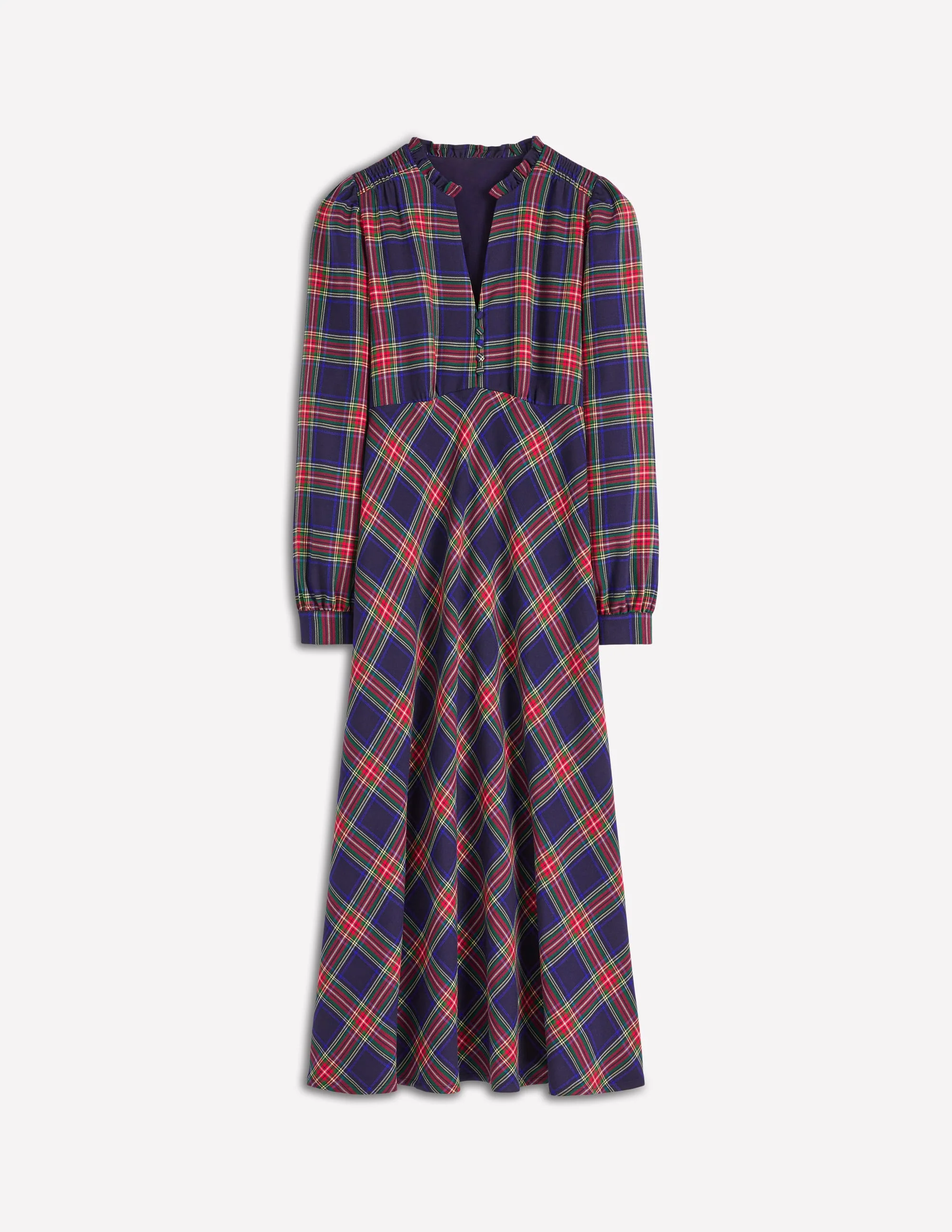 Cassie Check Tea Dress-Navy, Green and Red Check - Image 6