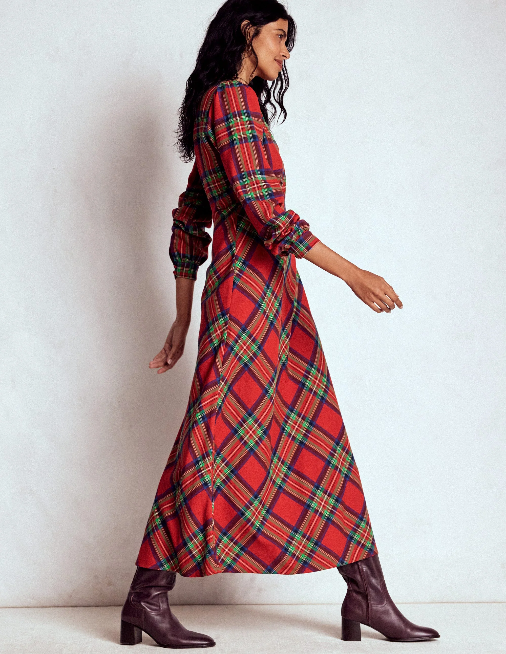 Cassie Check Tea Dress-Red, Blue and Green Check - Image 5