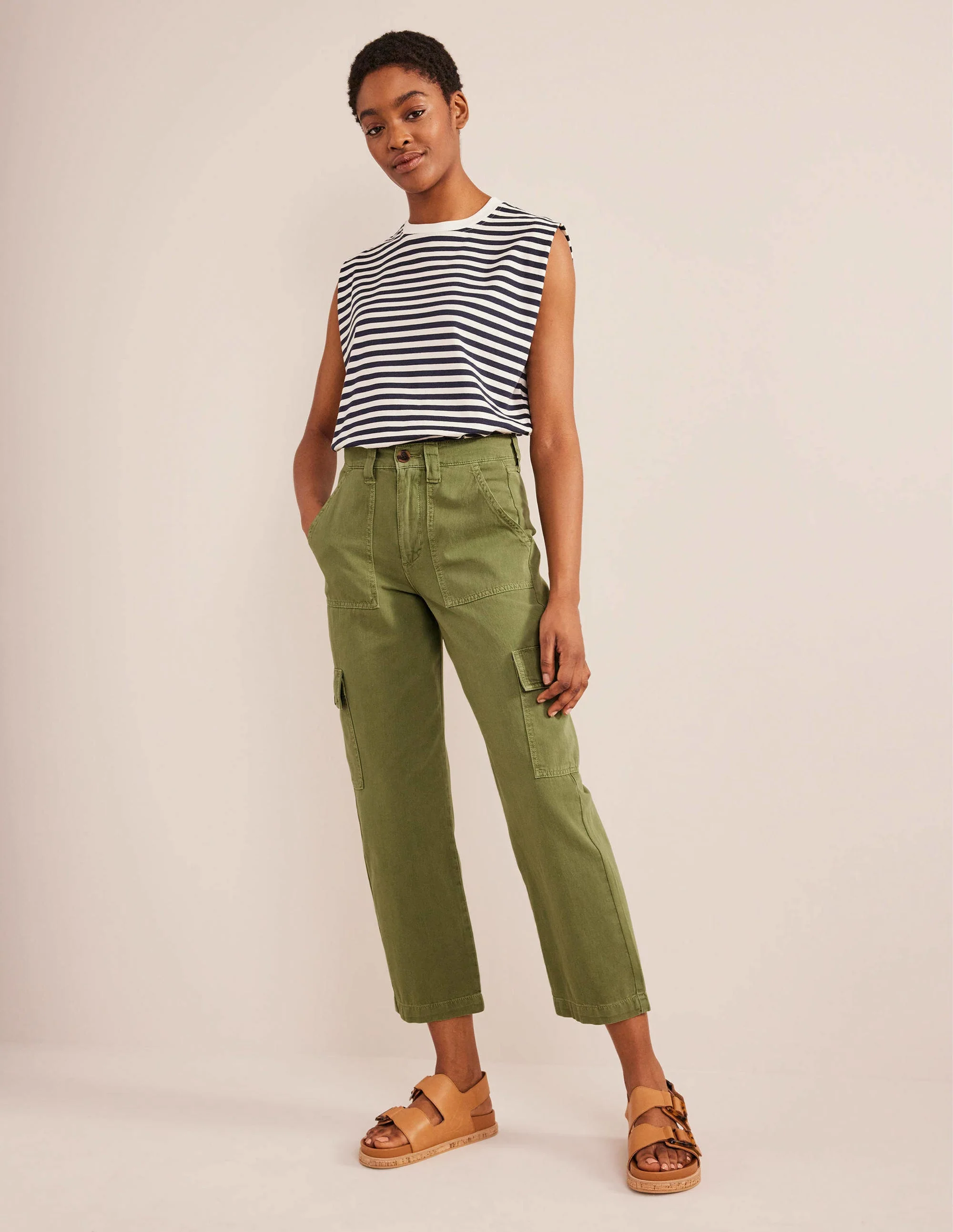 Casual Cargo Pants-Green - Image 2