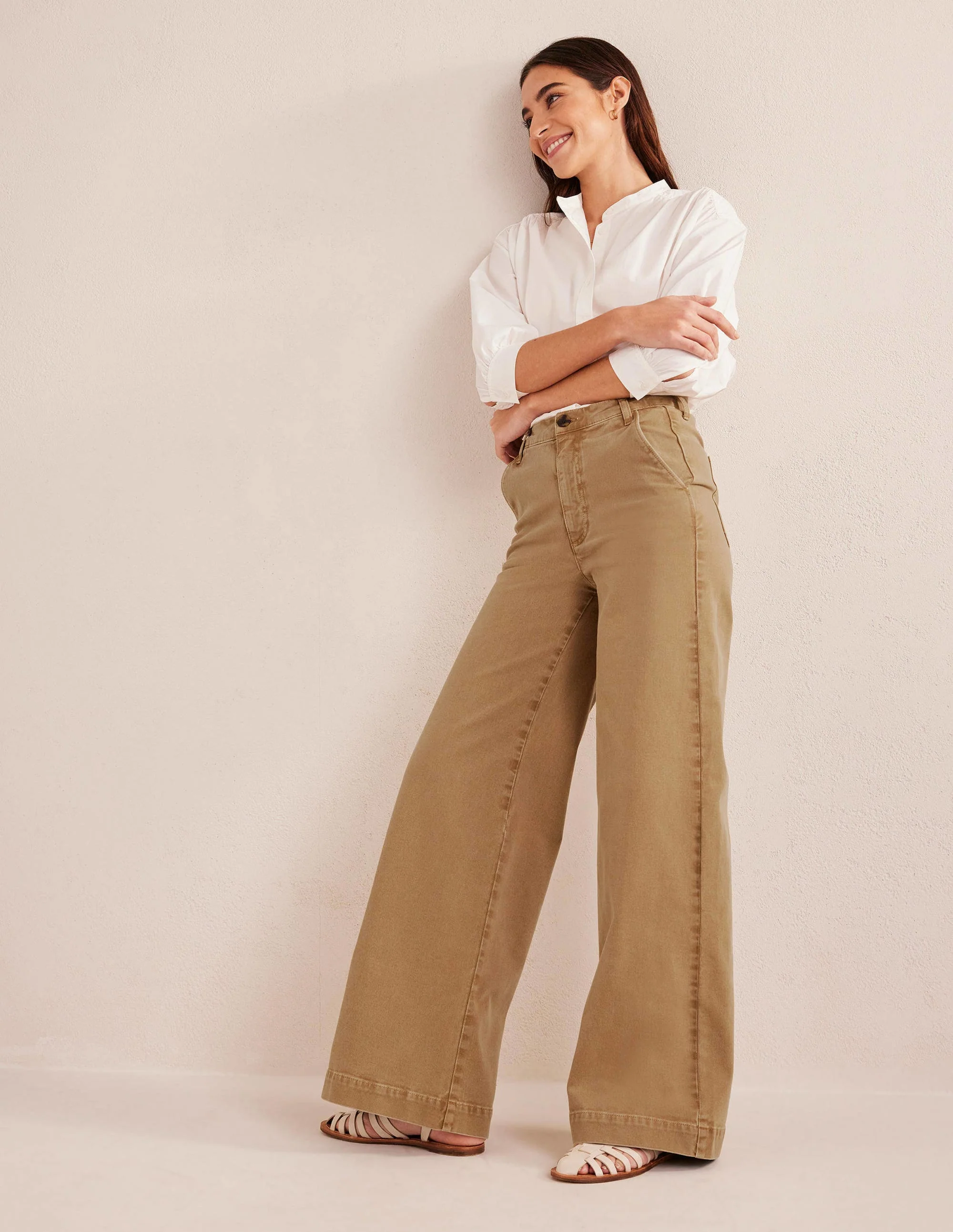 Casual Wide Leg Pants-Brown - Image 6