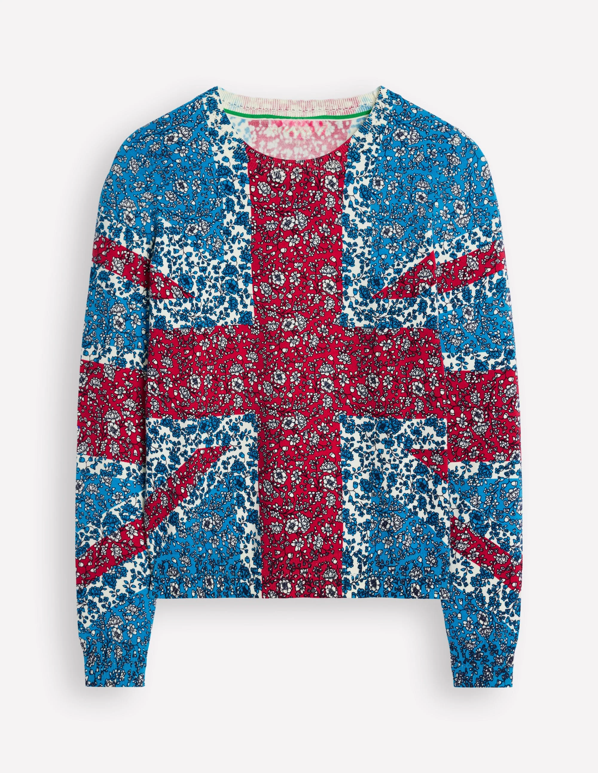 Catriona Cotton Crew Jumper-Cerulean Blue, Union Jack - Image 5
