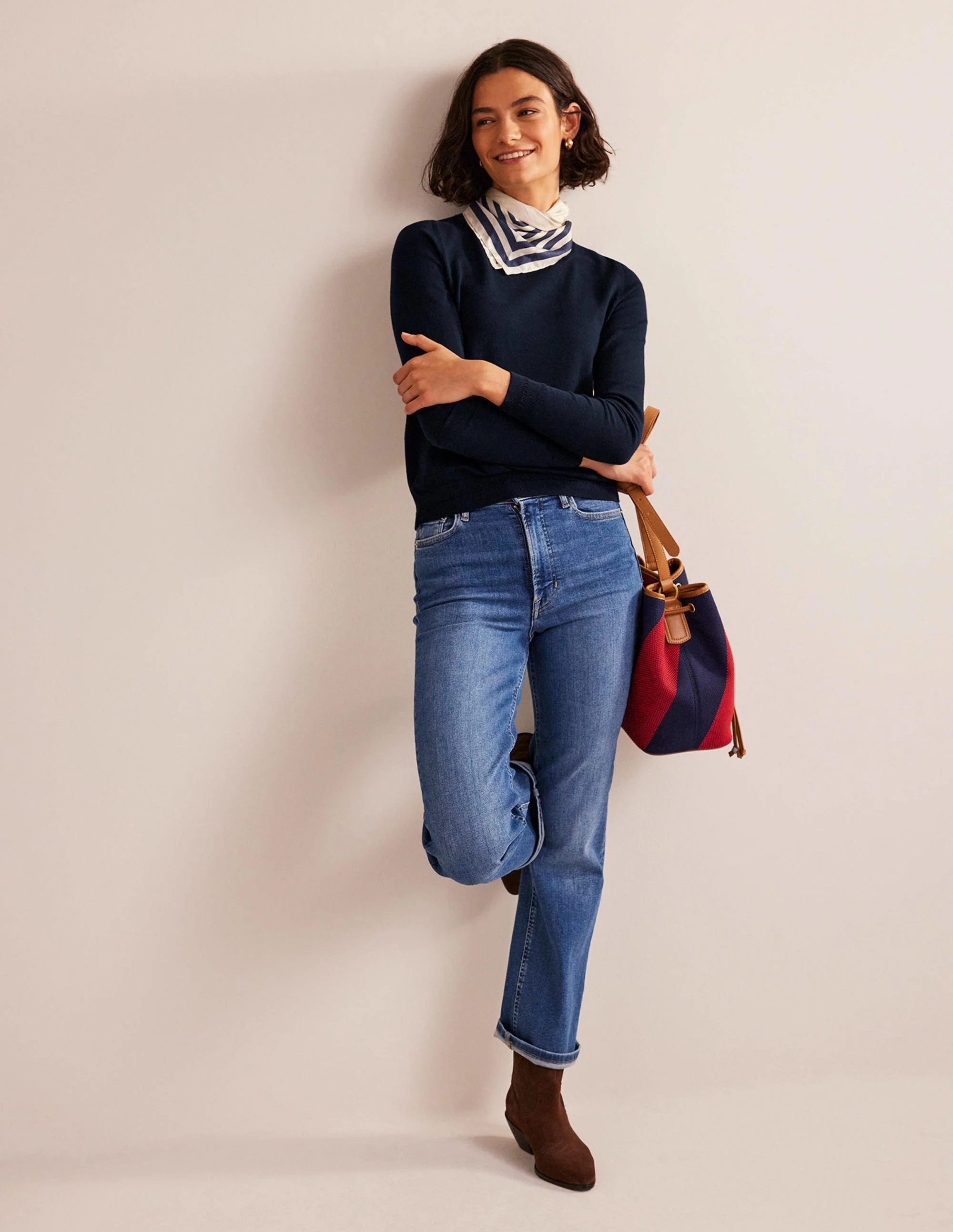 Catriona Cotton Crew Jumper-Navy - Image 4