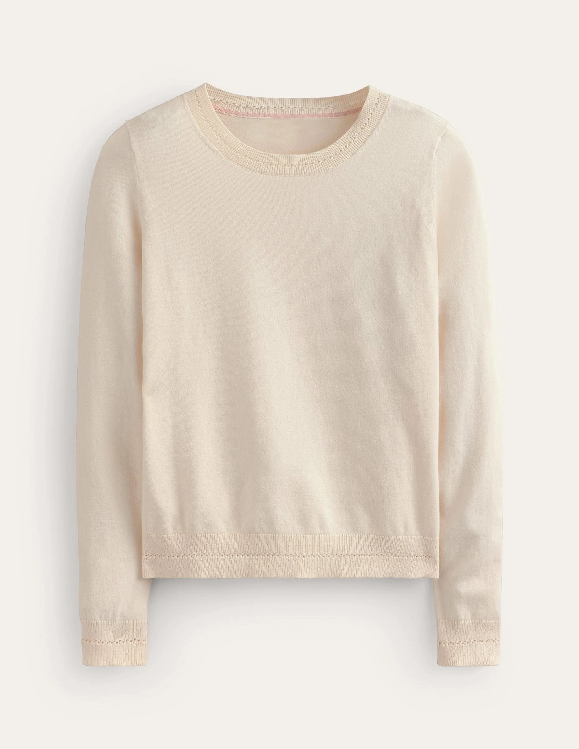 Catriona Cotton Crew Jumper-Warm Ivory - Image 5