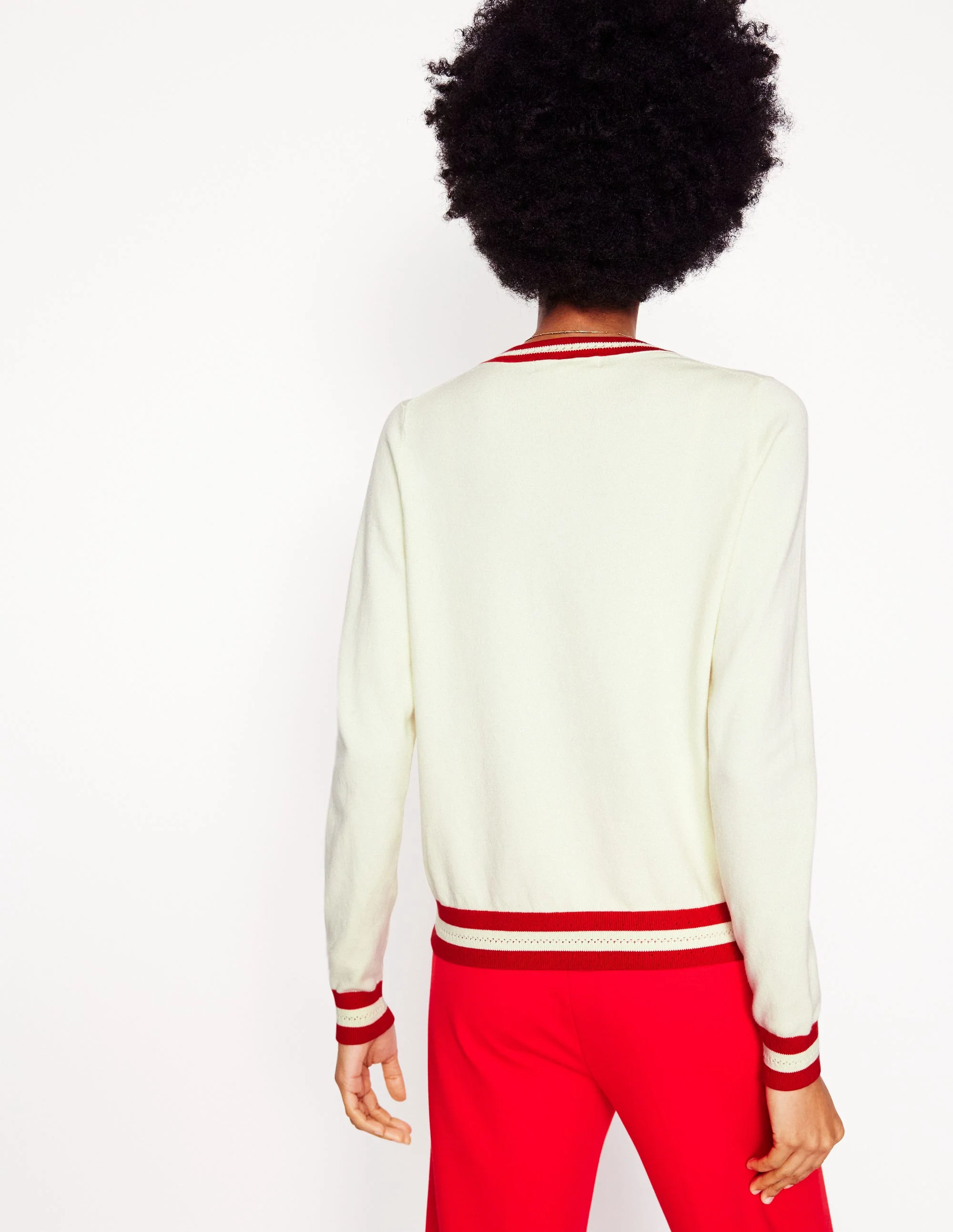 Catriona Cotton Crew Jumper-Warm Ivory - Image 2