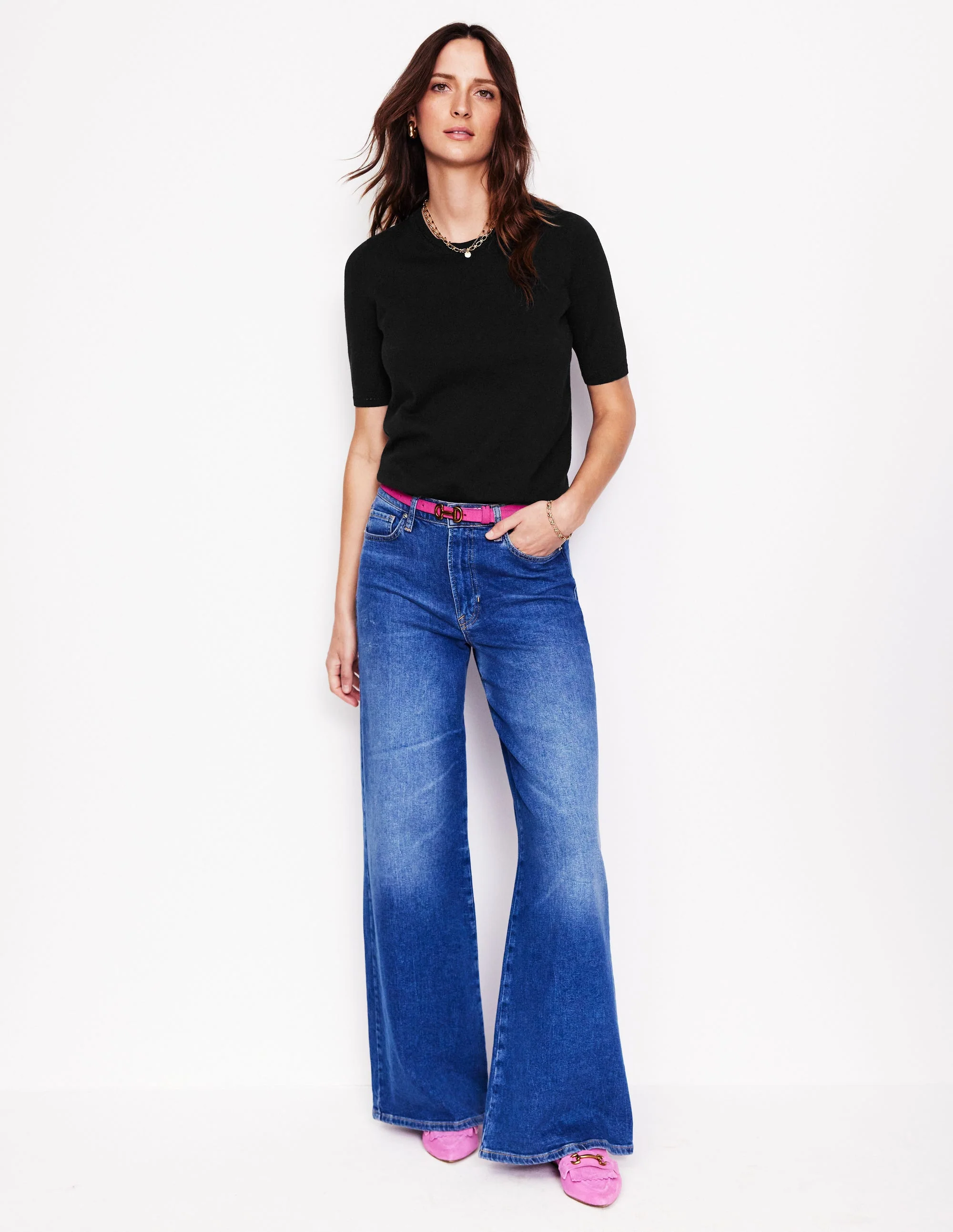 Catriona Cotton Crew T-shirt-Black - Image 4