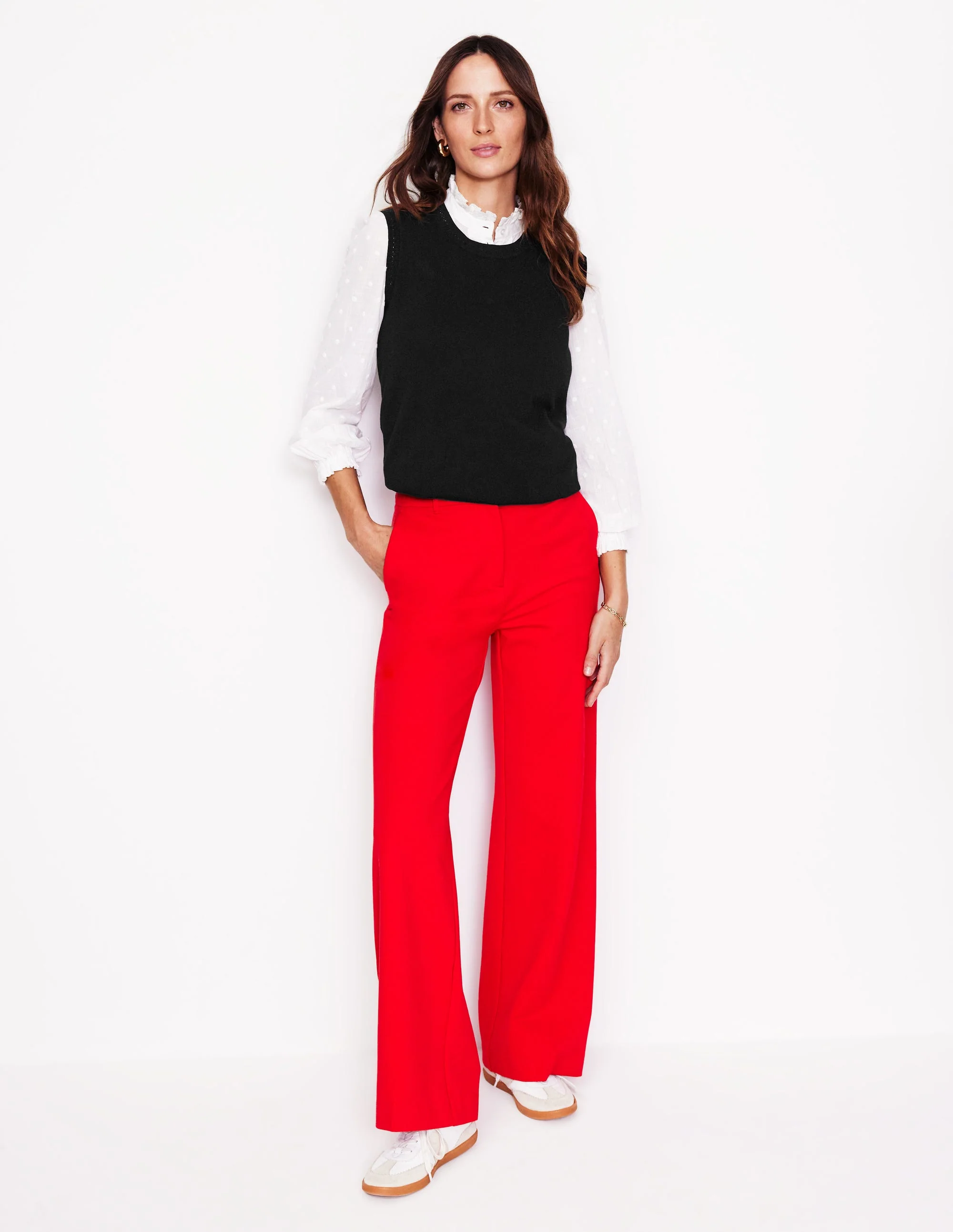 Catriona Crew Neck Cotton Vest-Black - Image 5