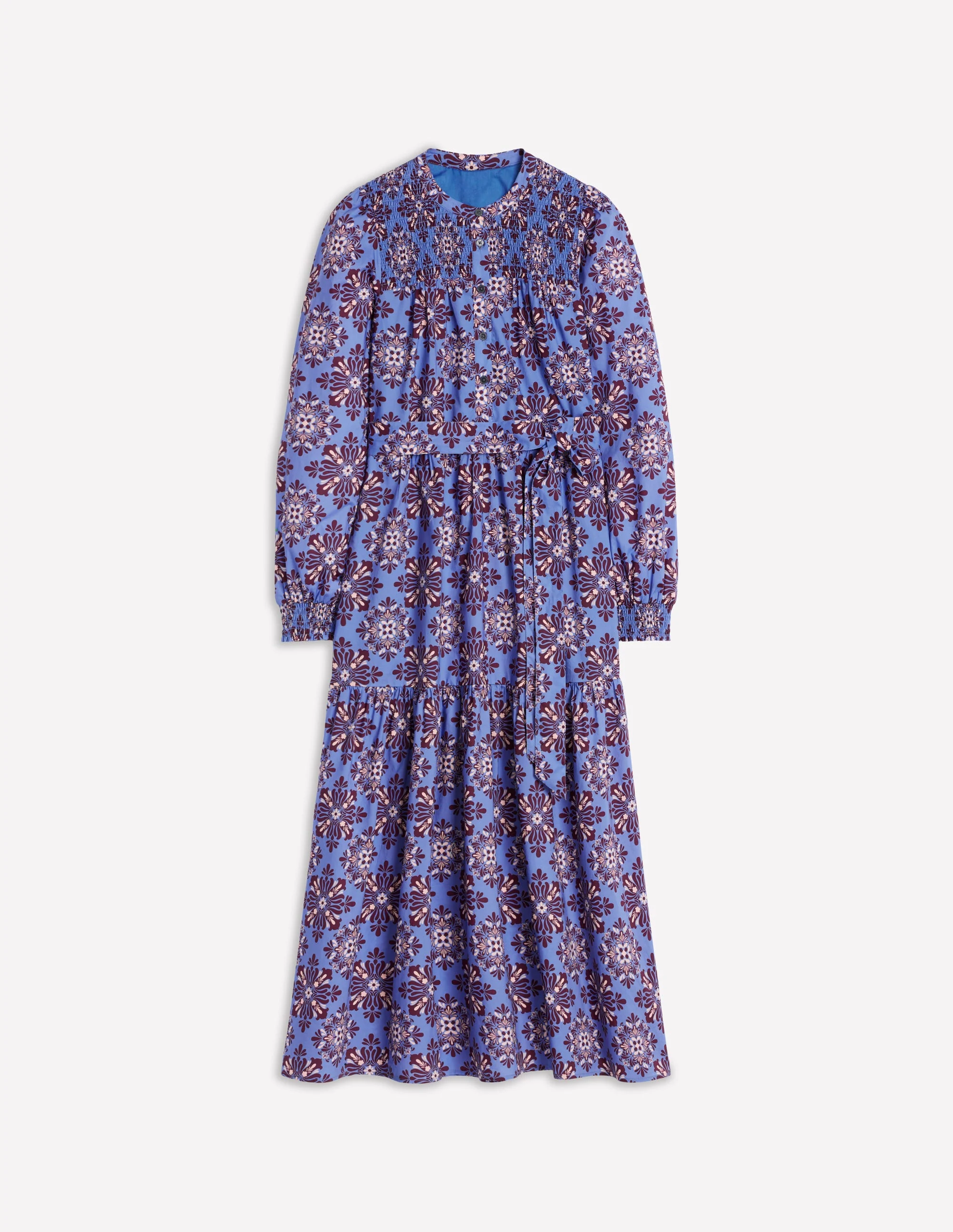 Cecily Cotton Midi Dress-Soft Blue, Bloom Mosaic - Image 6