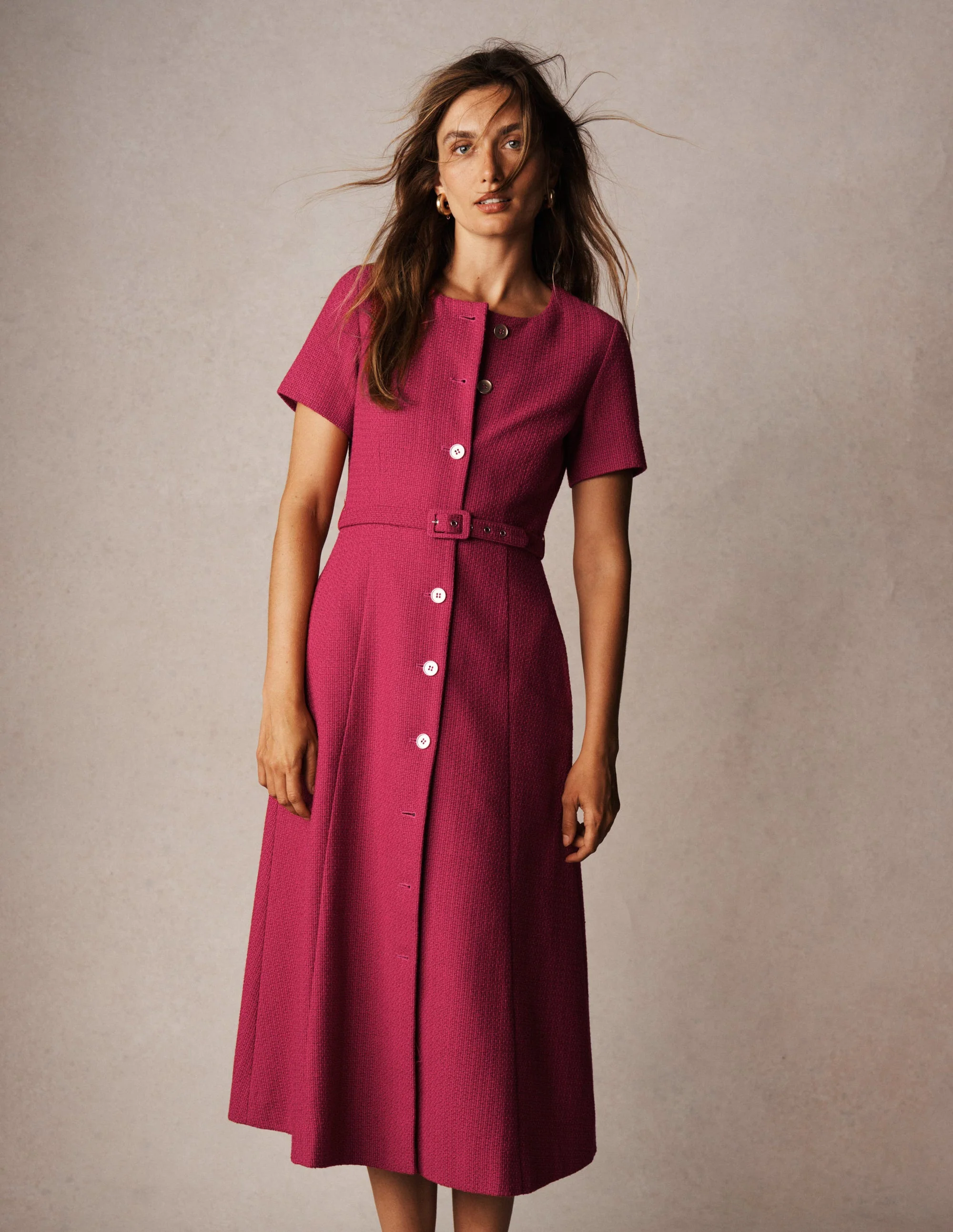 Charlotte Cotton Midi Dress-Bright Cherry - Image 6
