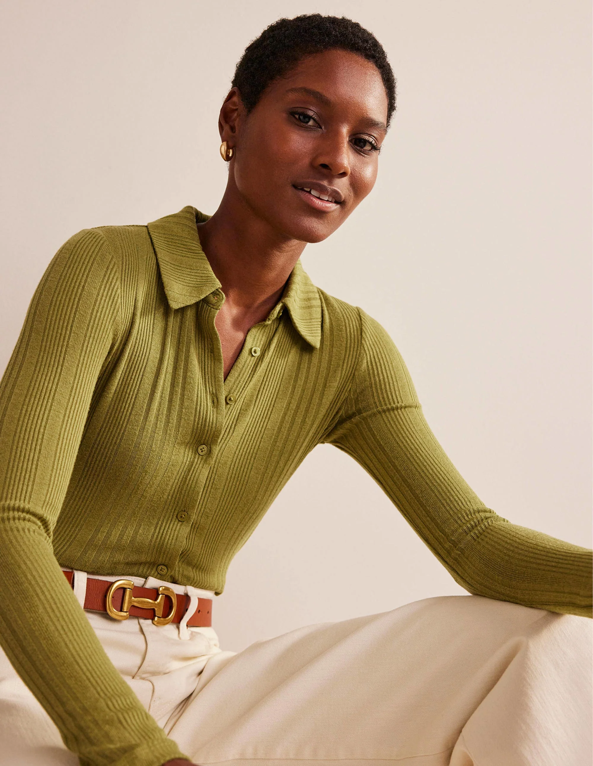 Charlotte Jersey Shirt-Green Olive