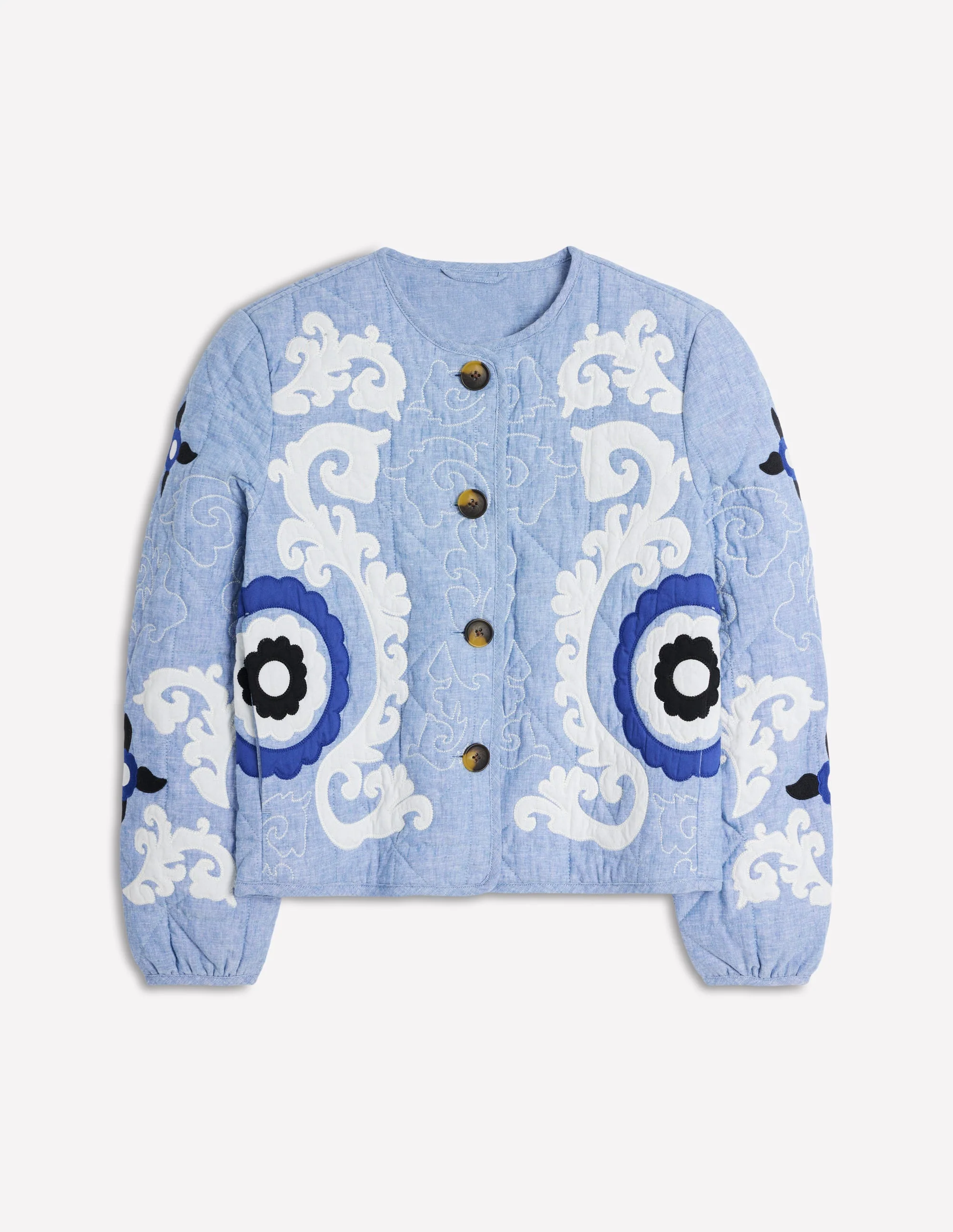 Chelsea Embroidered Jacket-Grey Blue Chambray - Image 10