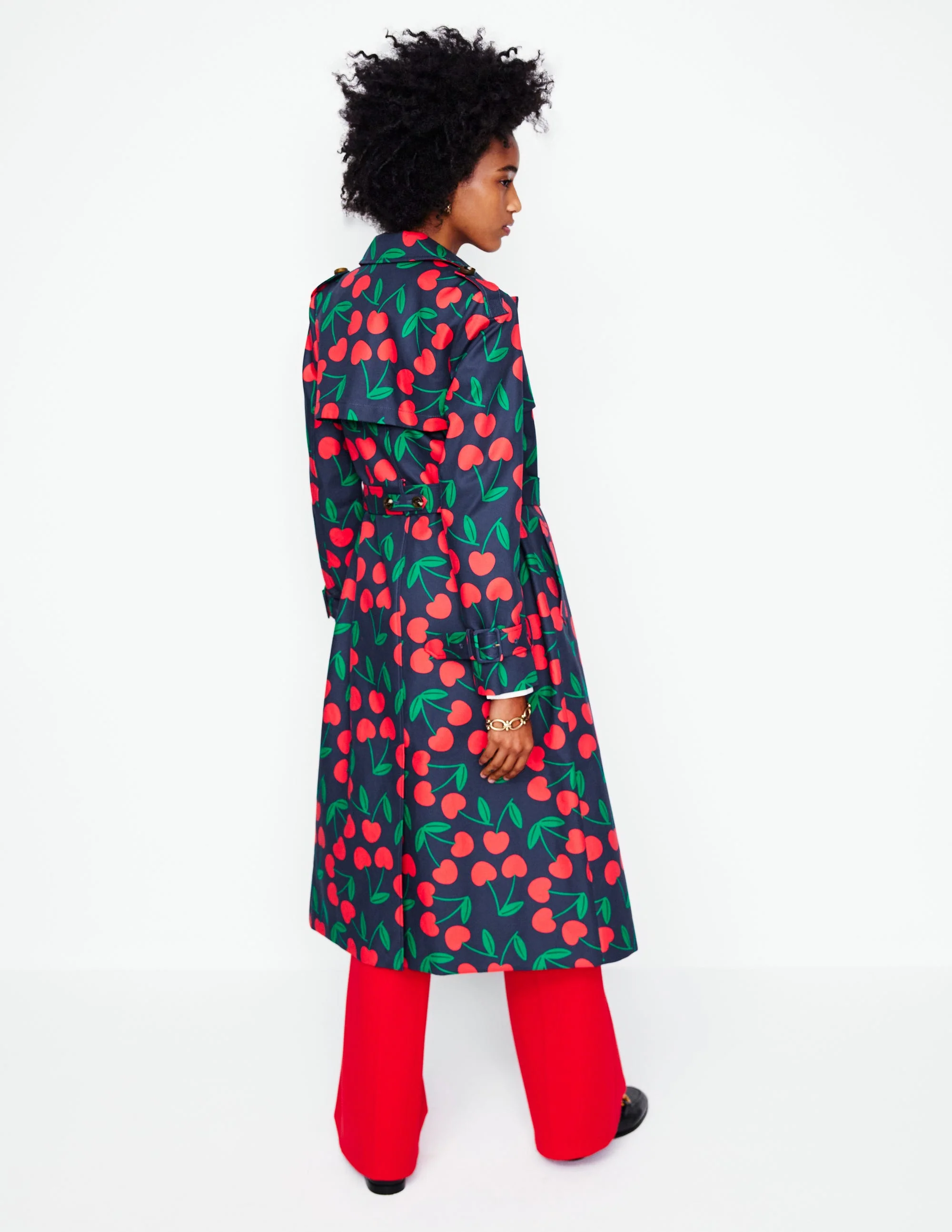 Cheltenham Trench Coat-French Navy, Cherry Scatter - Image 4