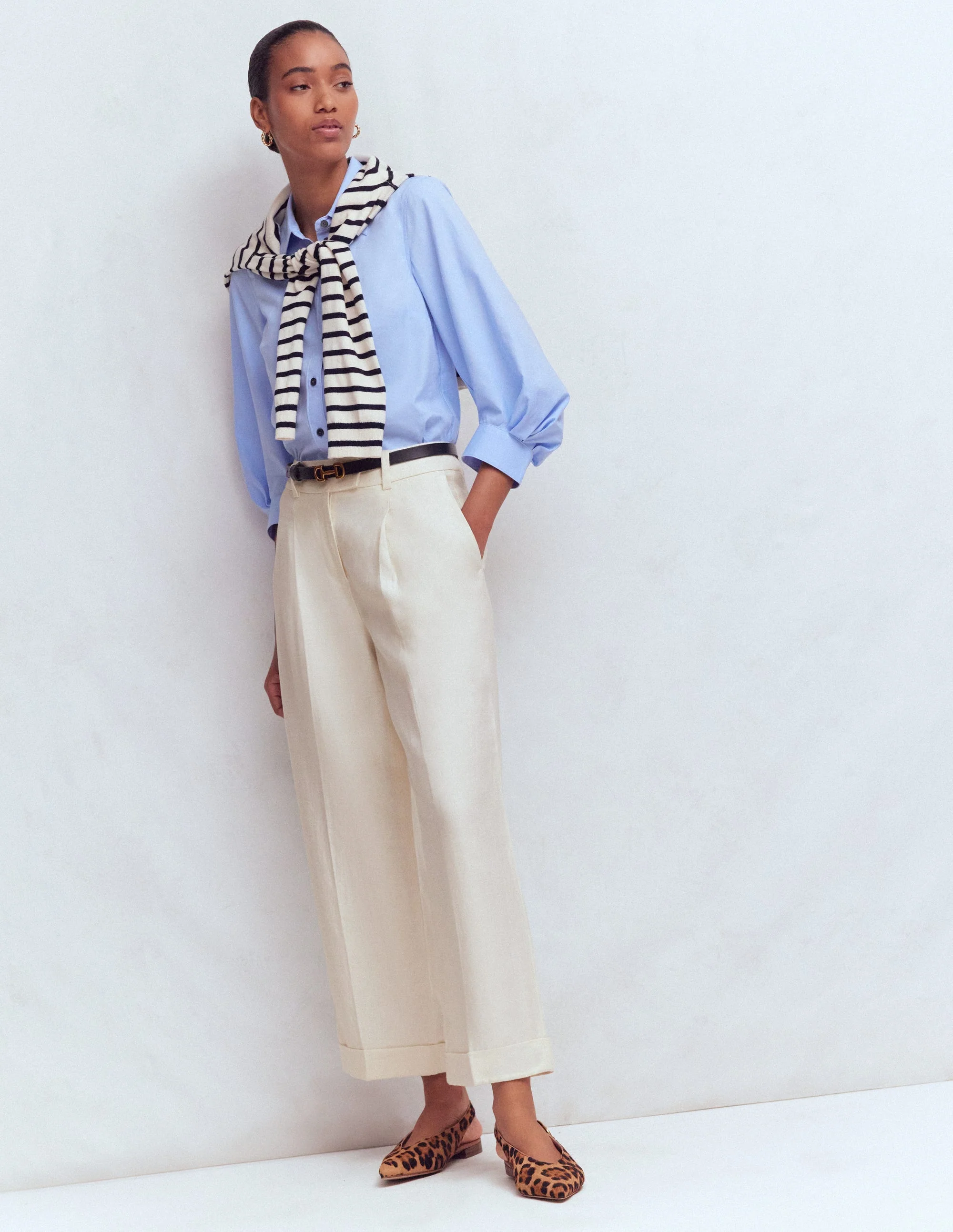 Chiswick Crop Linen Pants-Ivory - Image 4