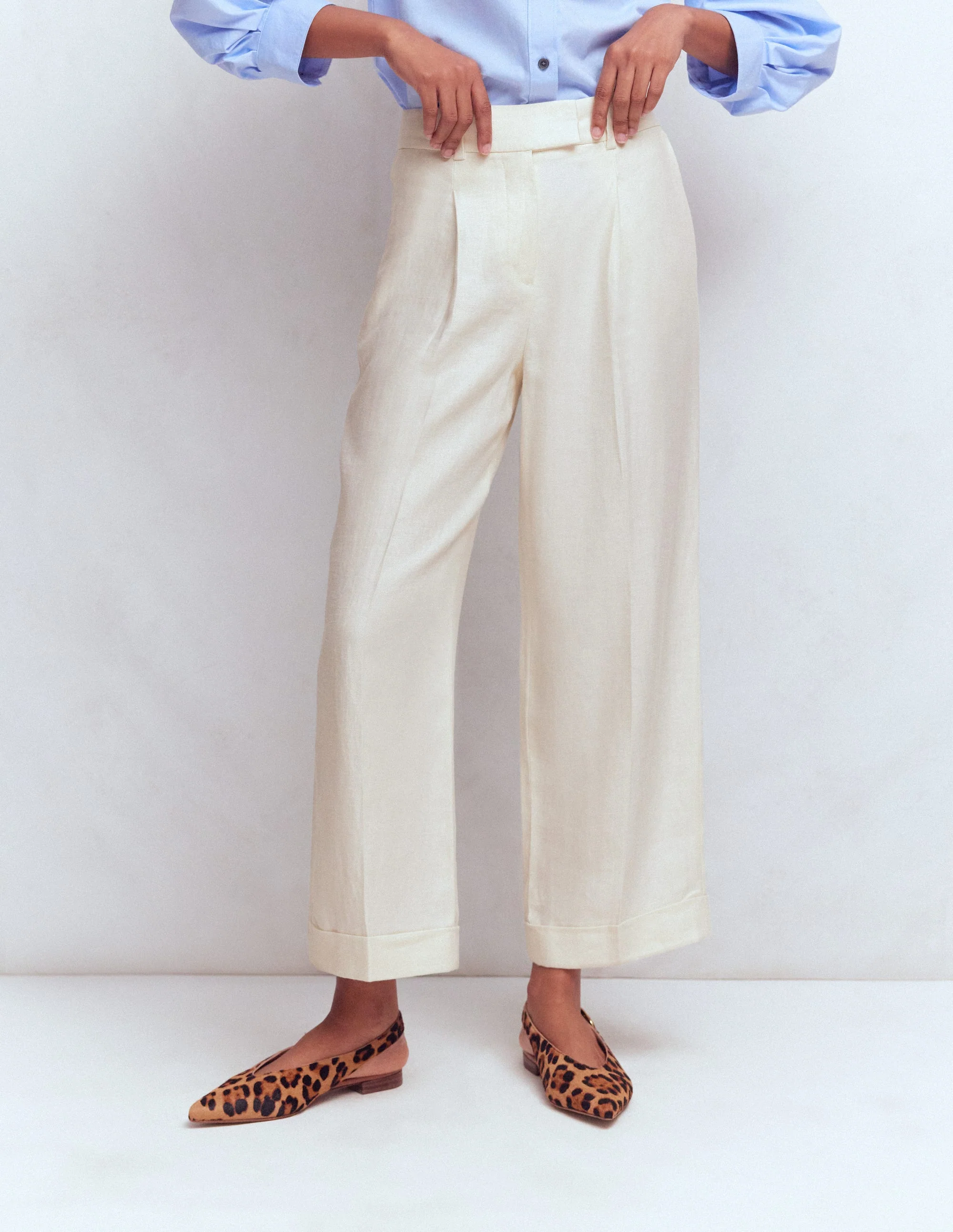 Chiswick Crop Linen Pants-Ivory - Image 5